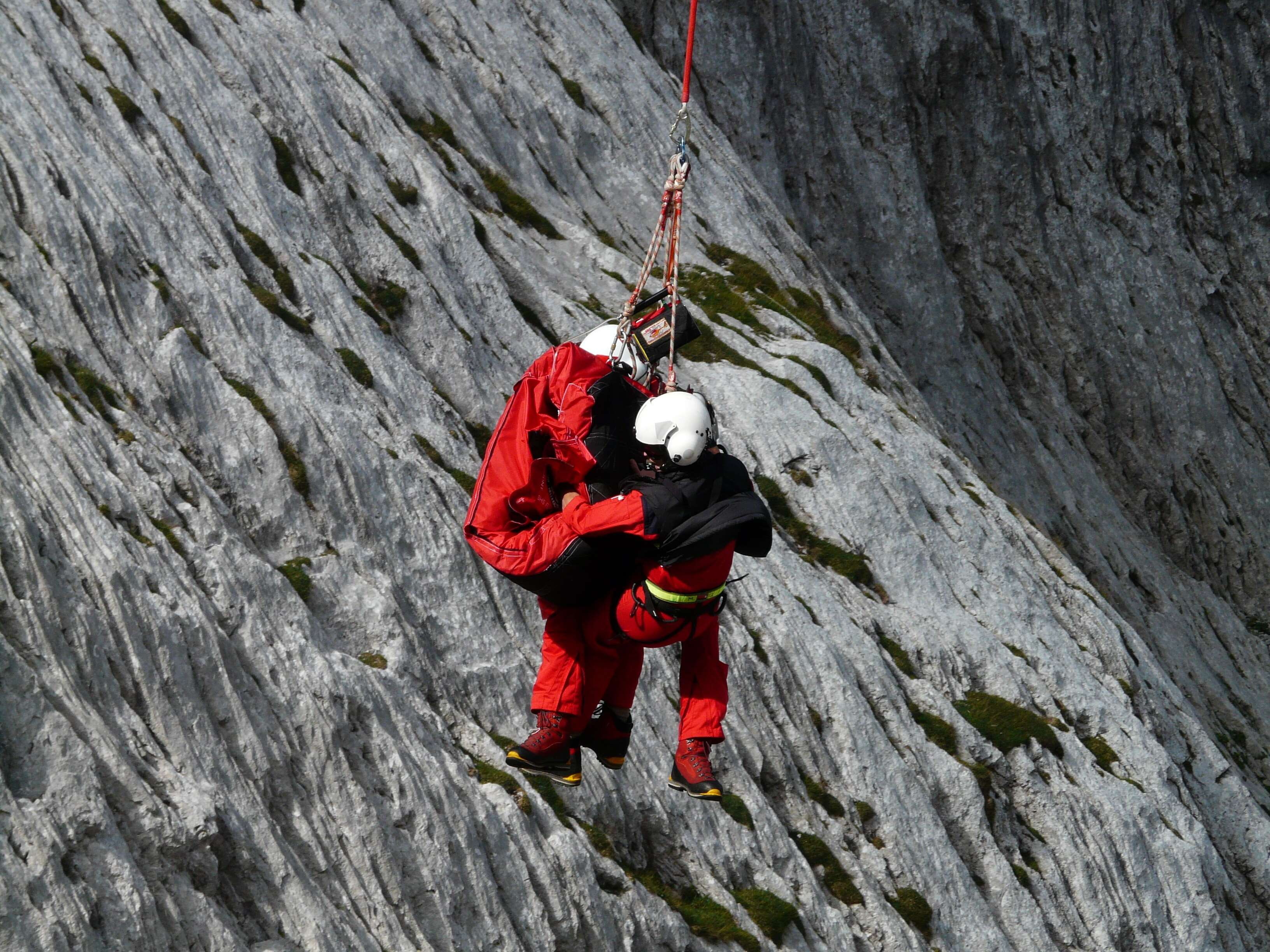 climber, climb, daylight, emergency, mountain, r, courage, adventure, carabiner, man, help, outdoors, people, action, challenge, accident, balance, air rescue, HD Wallpaper