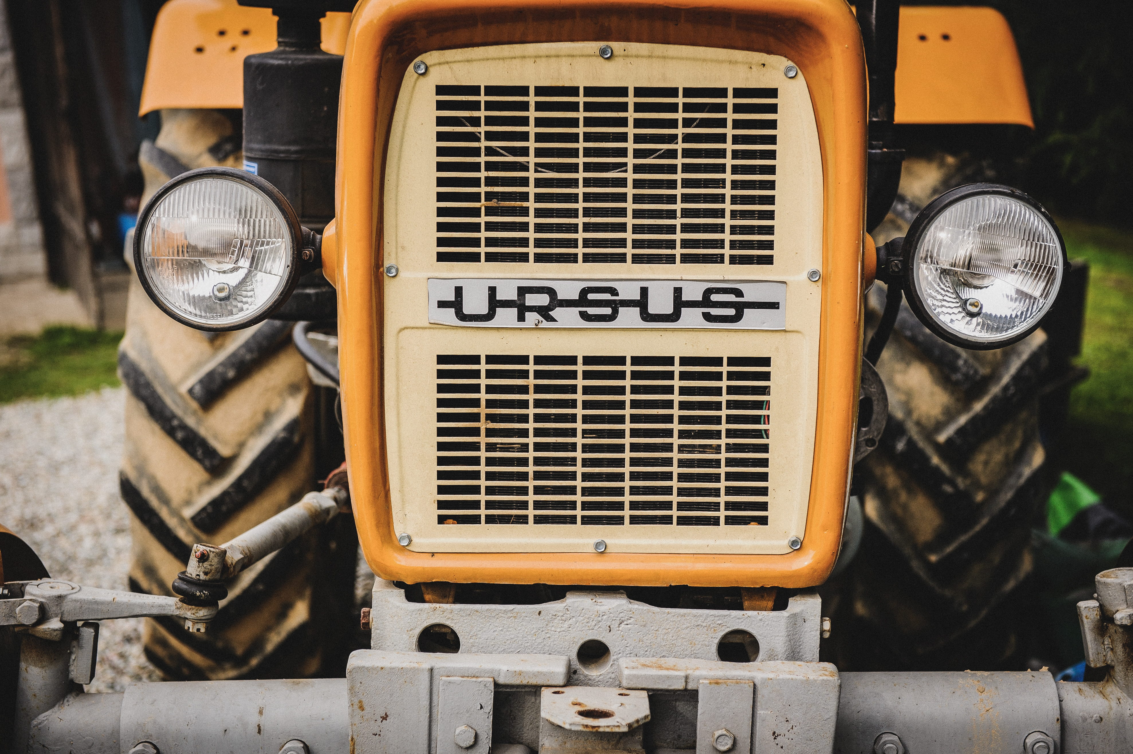text, car, 4K, land vehicle, old, transportation, headlight, vintage, day, retro styled, ursus, yellow, rusty, motor vehicle, close-up, metal, focus on foreground, HD Wallpaper