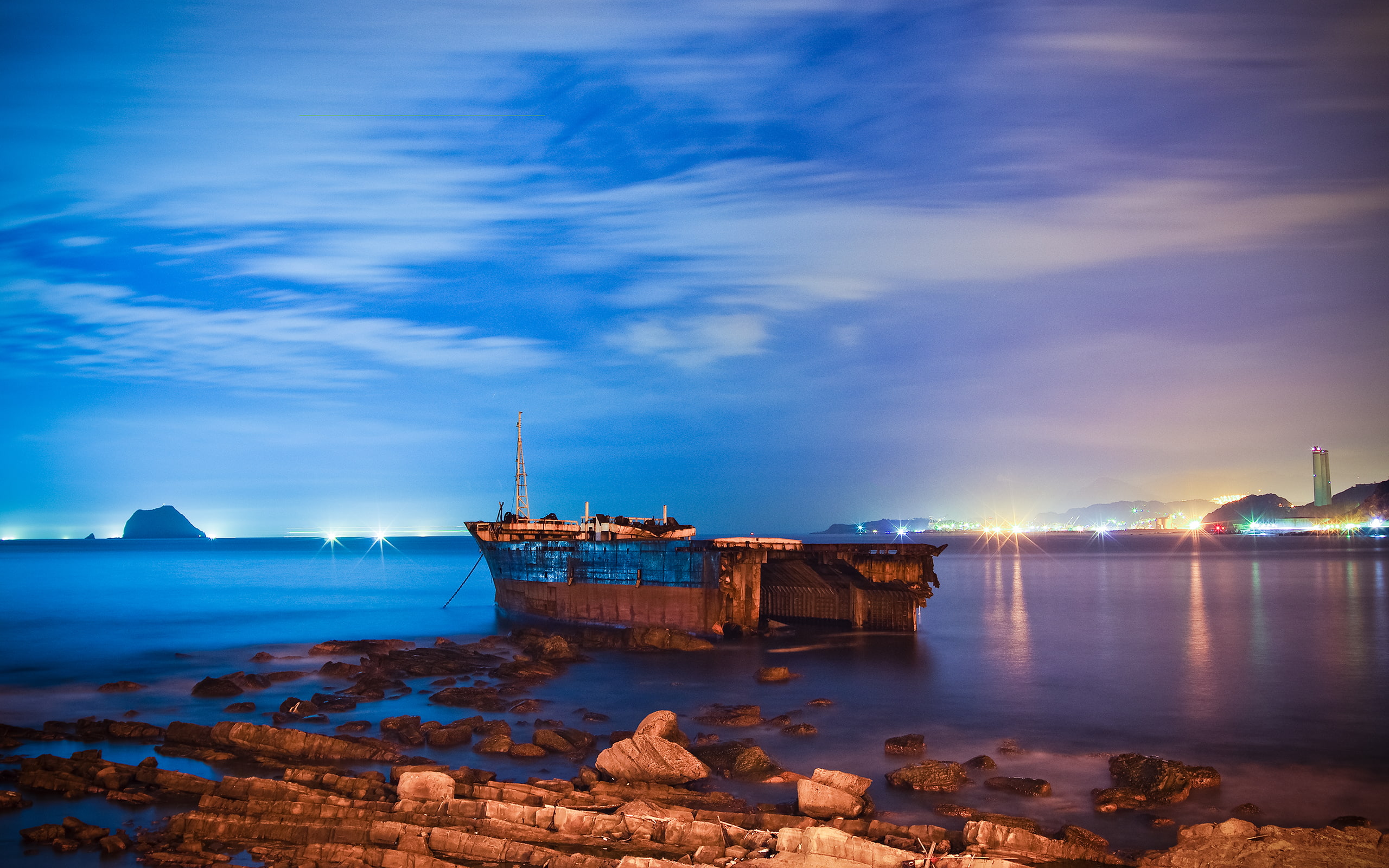 abandon, ship, rust, urban, ocean, 2K, nature, decay, hd, rocks, deserted, stones, HD Wallpaper