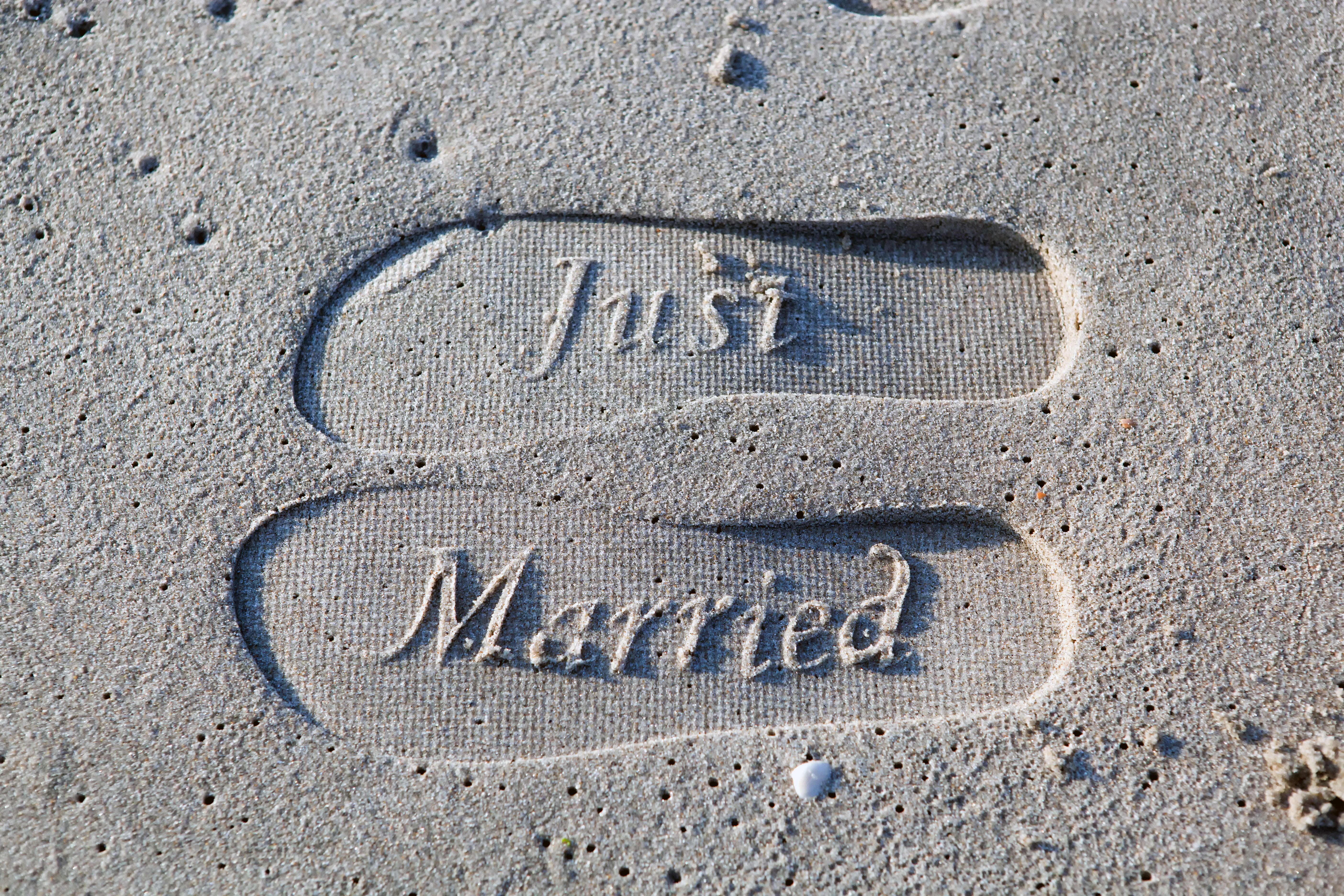 footprints, sunlight, high angle view, prints, sand, just married, no people, textured, foot, seashore, land, 5K, outdoors, art and craft, capital letter, HD Wallpaper