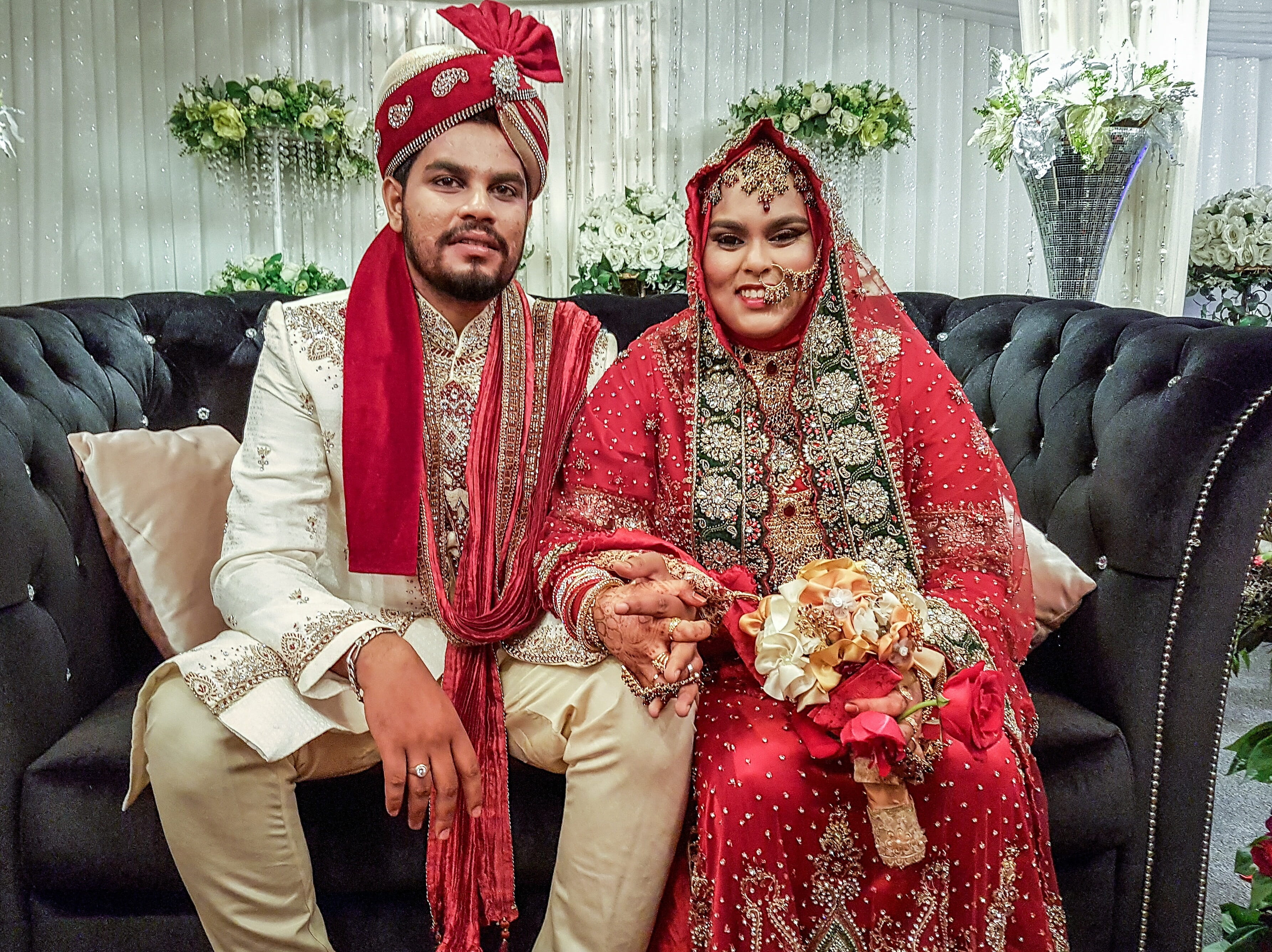 indians, traditions, males, togetherness, bride, looking at camera, wife, mature men, lifestyles, mature adult, couch, Couple, portrait, Colourful, man, HD Wallpaper