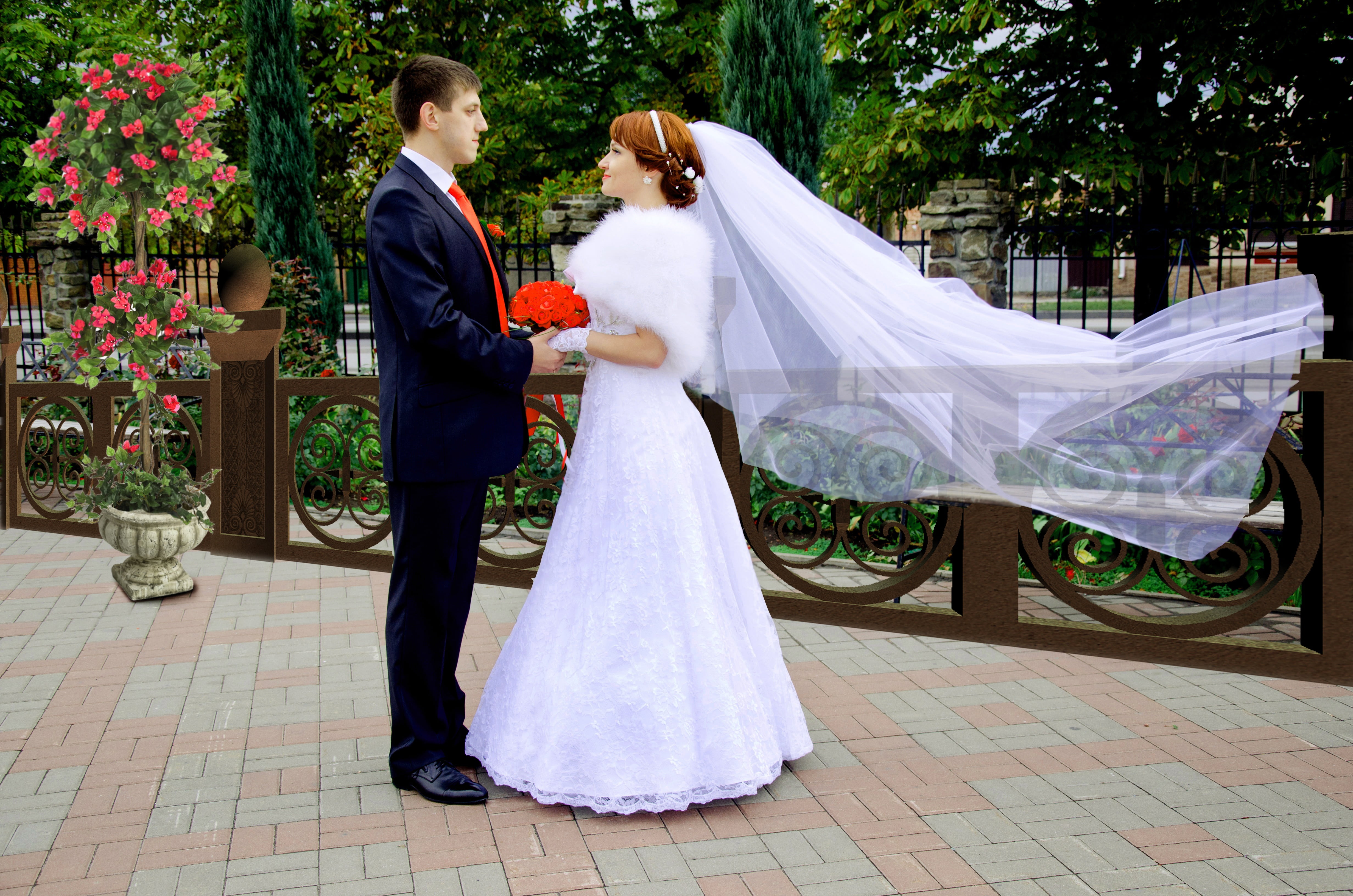 young adult, wedding dress, wedding, woman, people, married, adult, real people, trees, happiness, lifestyles, the groom, beauty, well-dressed, sweethearts, HD Wallpaper
