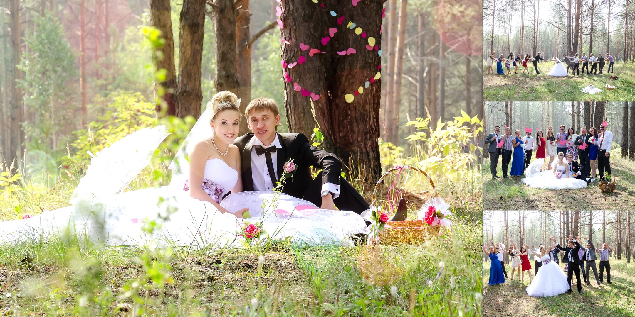 tree, bridal bouquet, day, positive emotion, females, event, adult, togetherness, the groom, nature, collage, sitting, flowers, young adult, wedding, wedding dress, HD Wallpaper