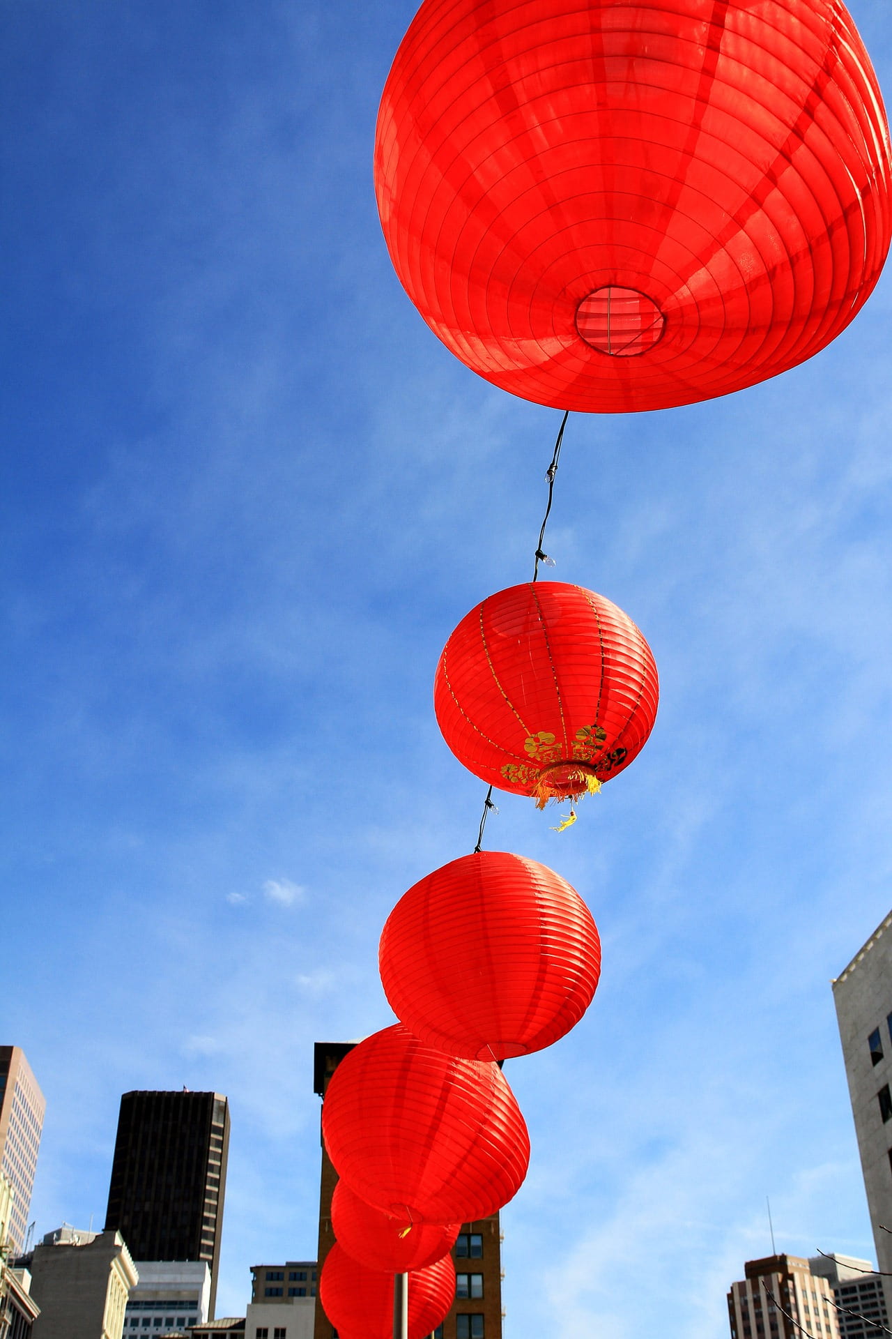 oriental, celebration, celebrate, lamp, chinese lantern festival, no people, architecture, san francisco, outdoors, built structure, year, lanterns, chinese lanterns, Phone HD Wallpaper
