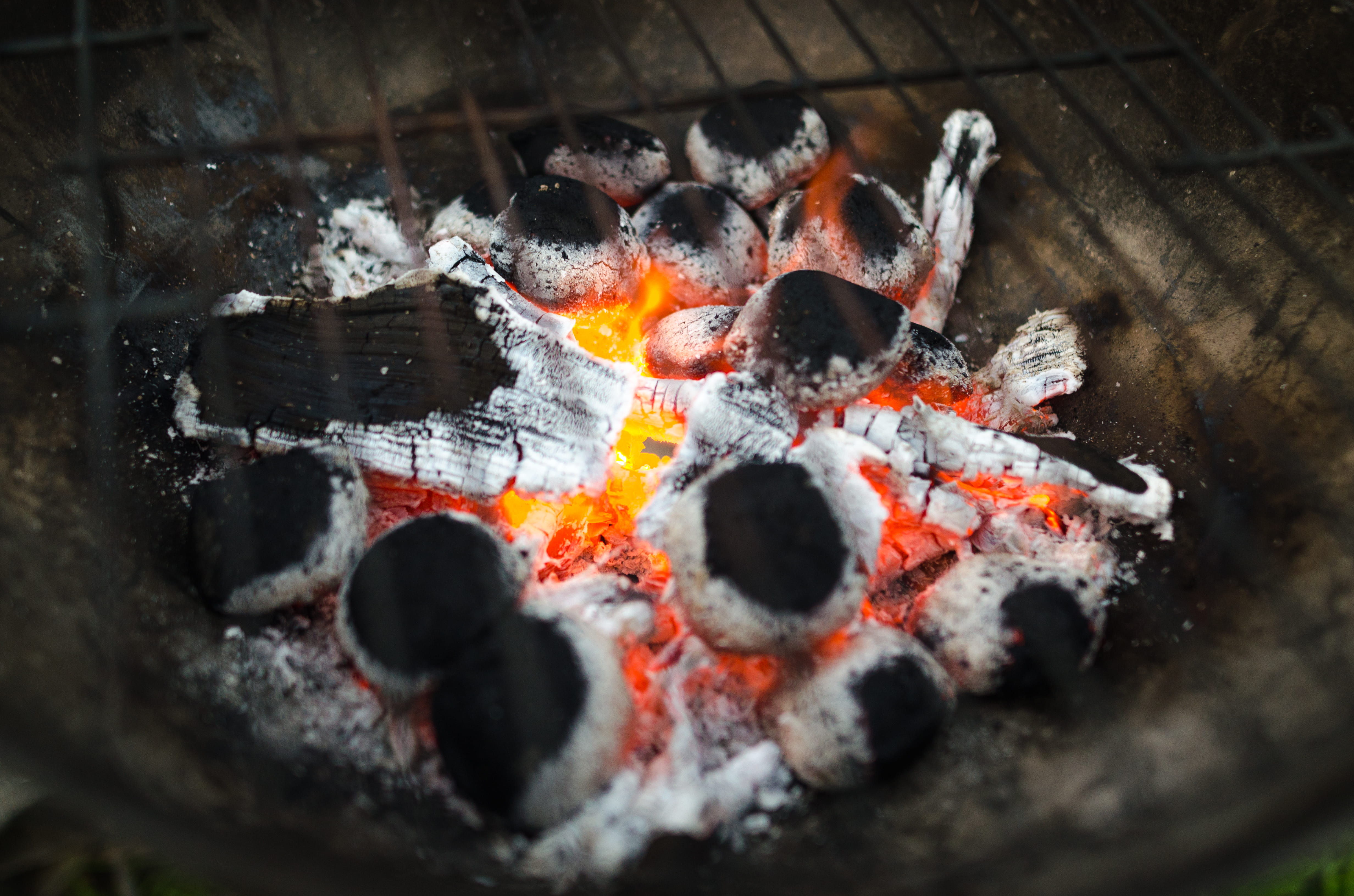 flame, charcoal, warmly, yellow, daylight, day, 4K, blaze, burn, no people, wood - material, ignite, orange color, heat - temperature, burnt, hot, black, HD Wallpaper