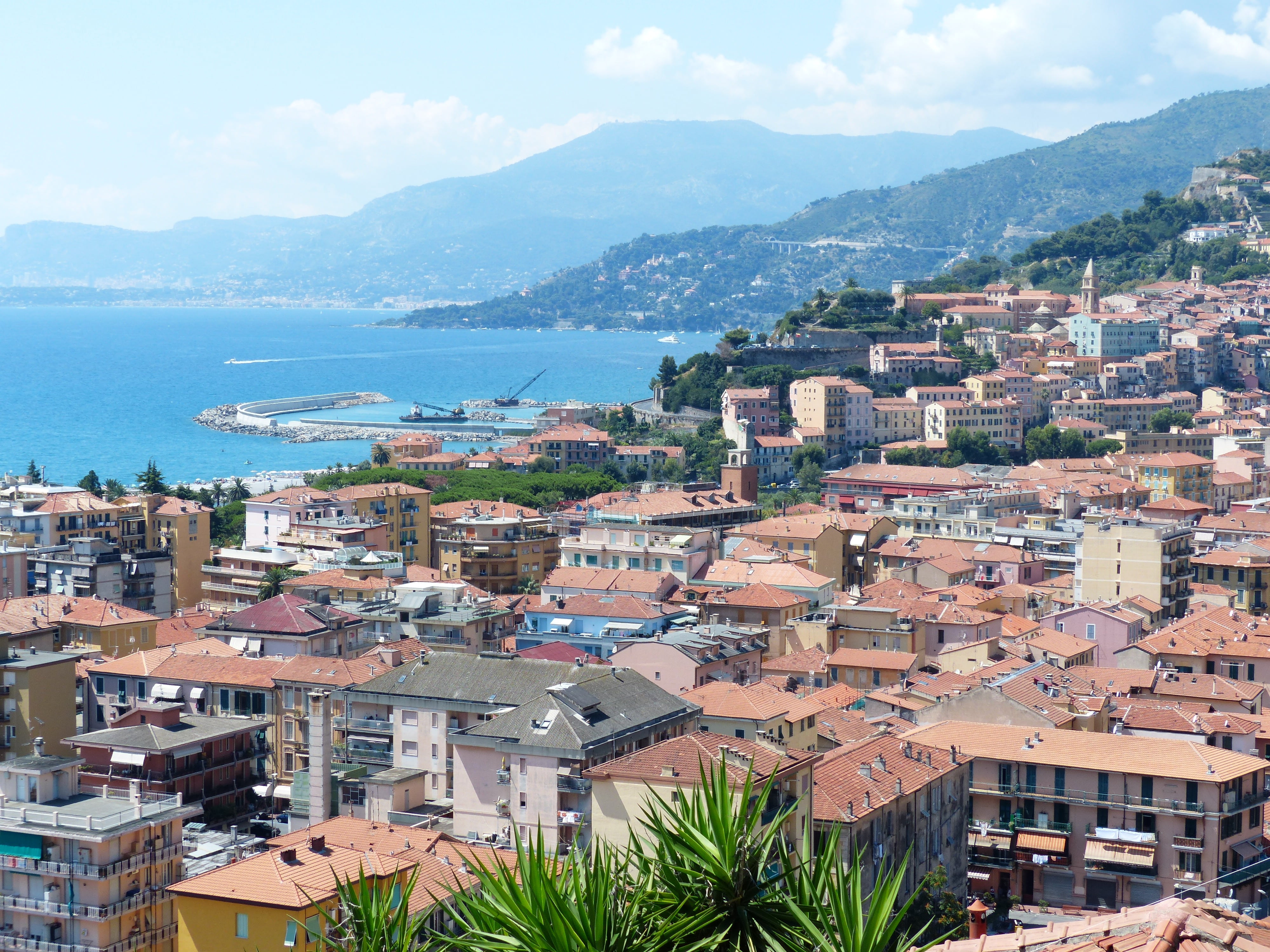 nature, built structure, italy france, riviera, sea, roofs, imperia, liguria, mediterranean, crowded, day, residential district, crowd, townscape, city, HD Wallpaper