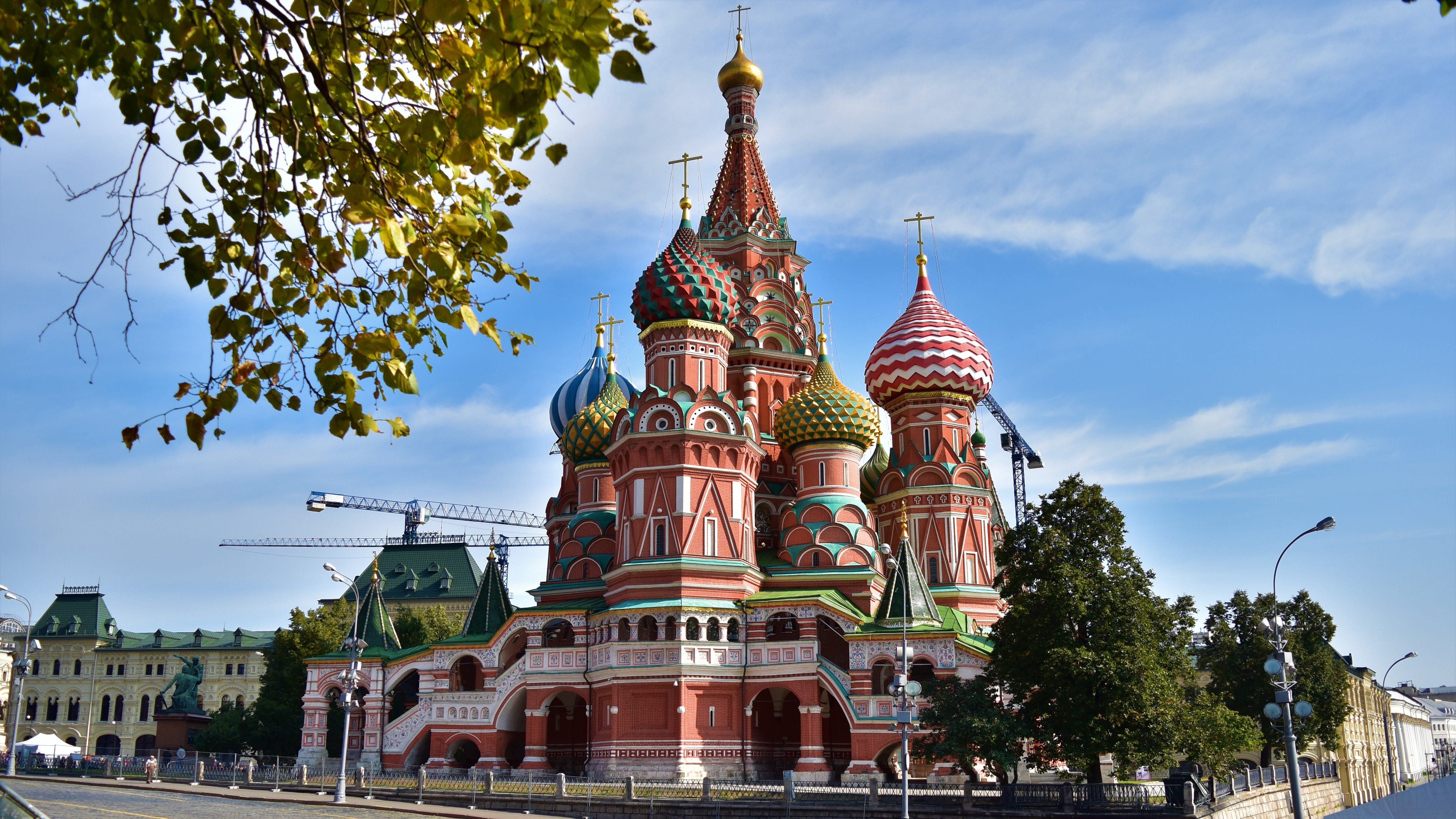 plant, moscow, building, spire, cloud - sky, historically, travel destinations, summer, no people, architecture, tree, place of worship, history, built structure, HD Wallpaper