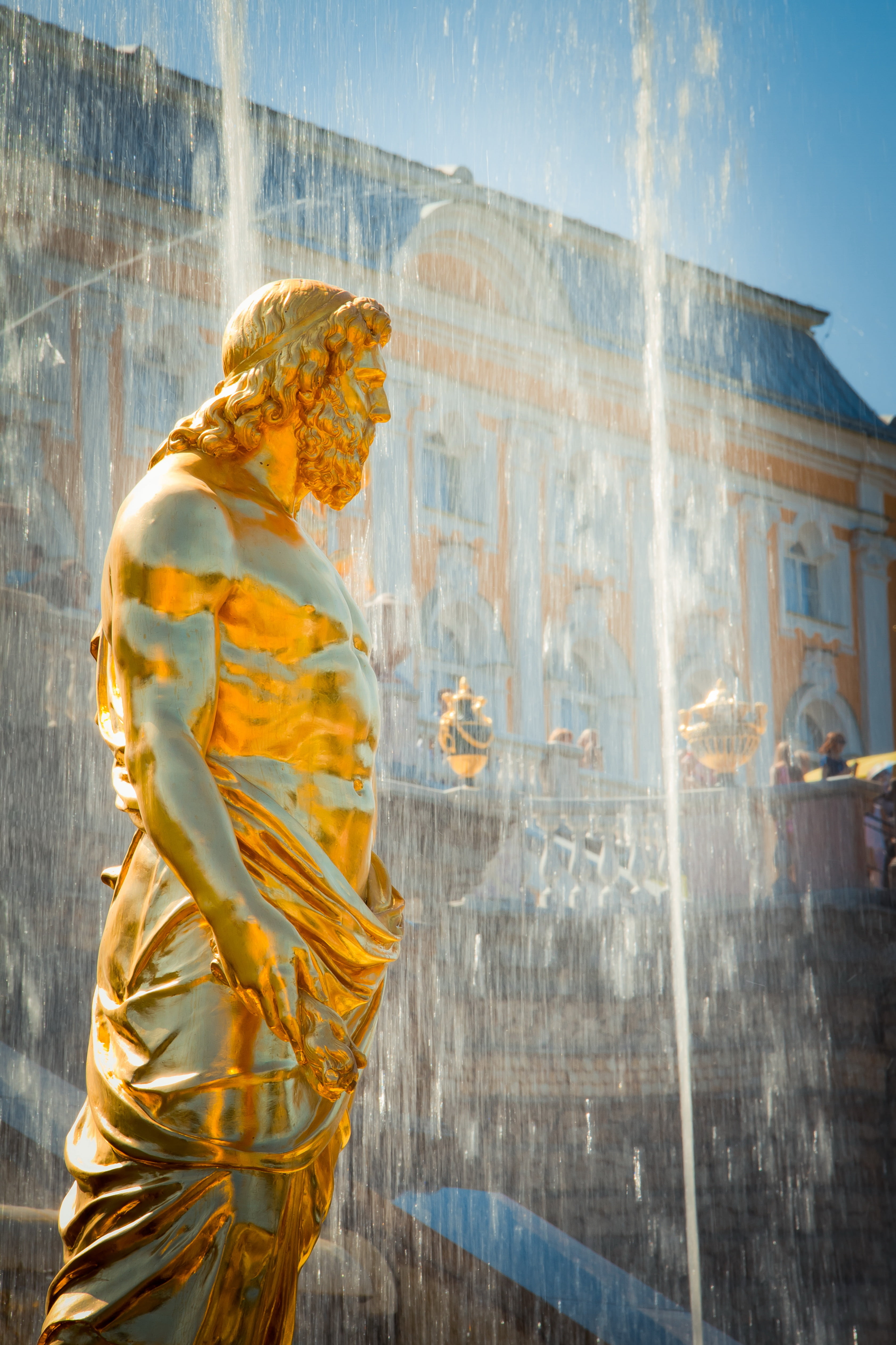 st petersburg russia, sculpture, statue, craft, saint petersburg, gold, spirituality, petrodvorets peterhof, garden, travel, antiques, belief, human representation, Phone HD Wallpaper