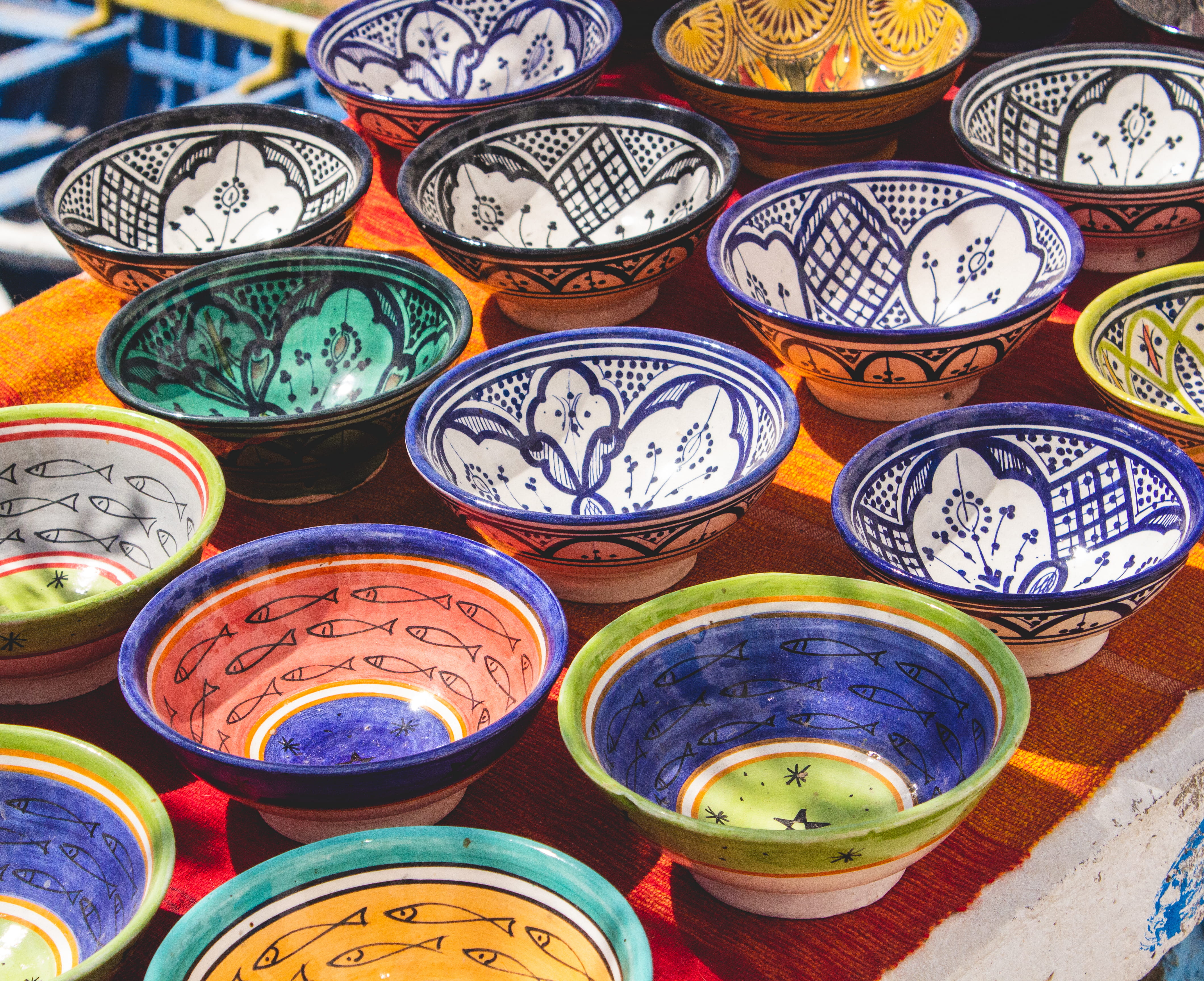 taghazout, meal, crockery, large group of objects, indoors, floral pattern, craft, full frame, art and craft, morocco, ceramics, retail display, retail, HD Wallpaper