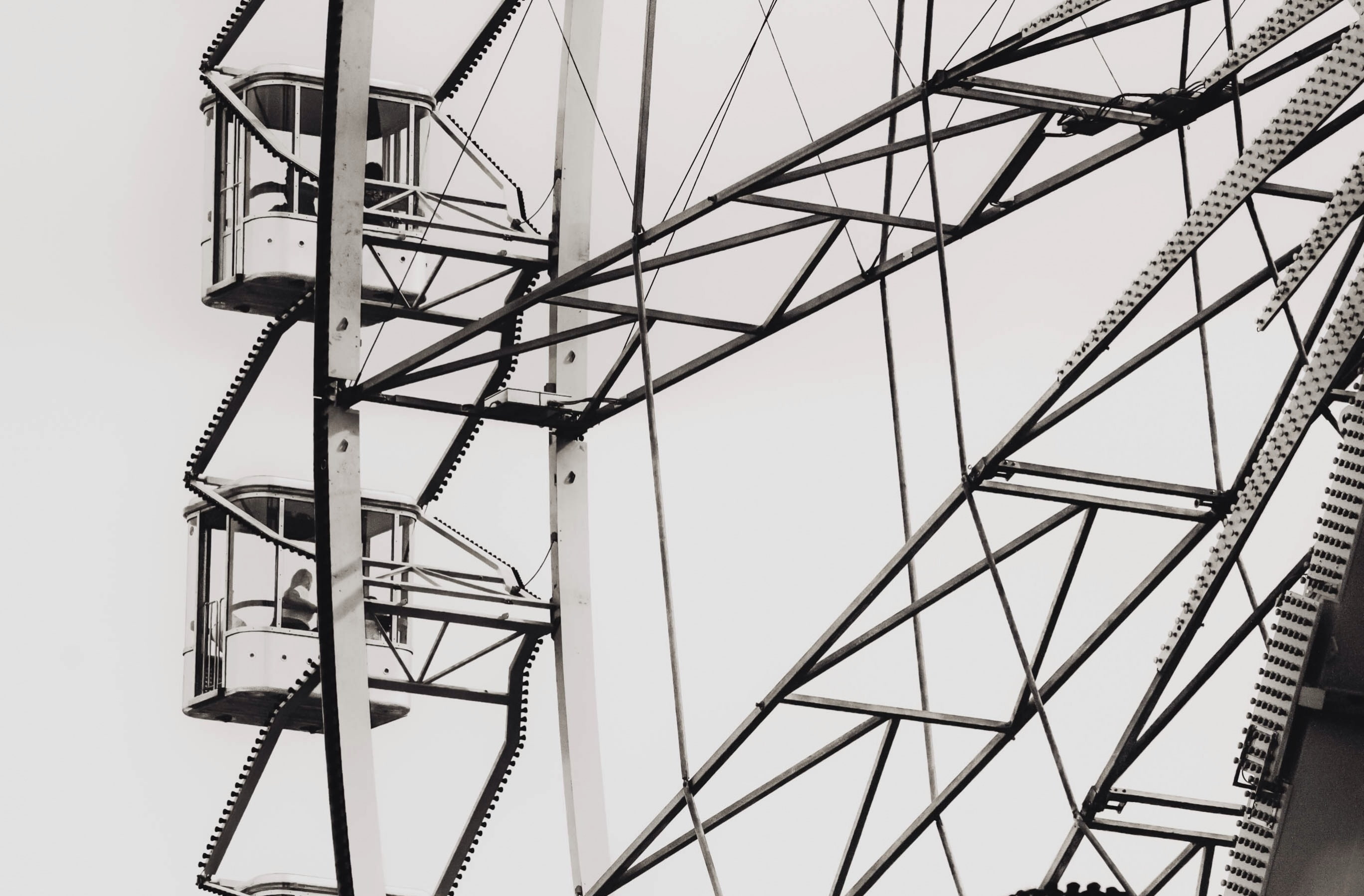 tall - high, architecture, things, blackwhite, Switzerland, ferris, 2K, construction industry, amusement park, industry, pesaboterz, amusement park ride, HD Wallpaper