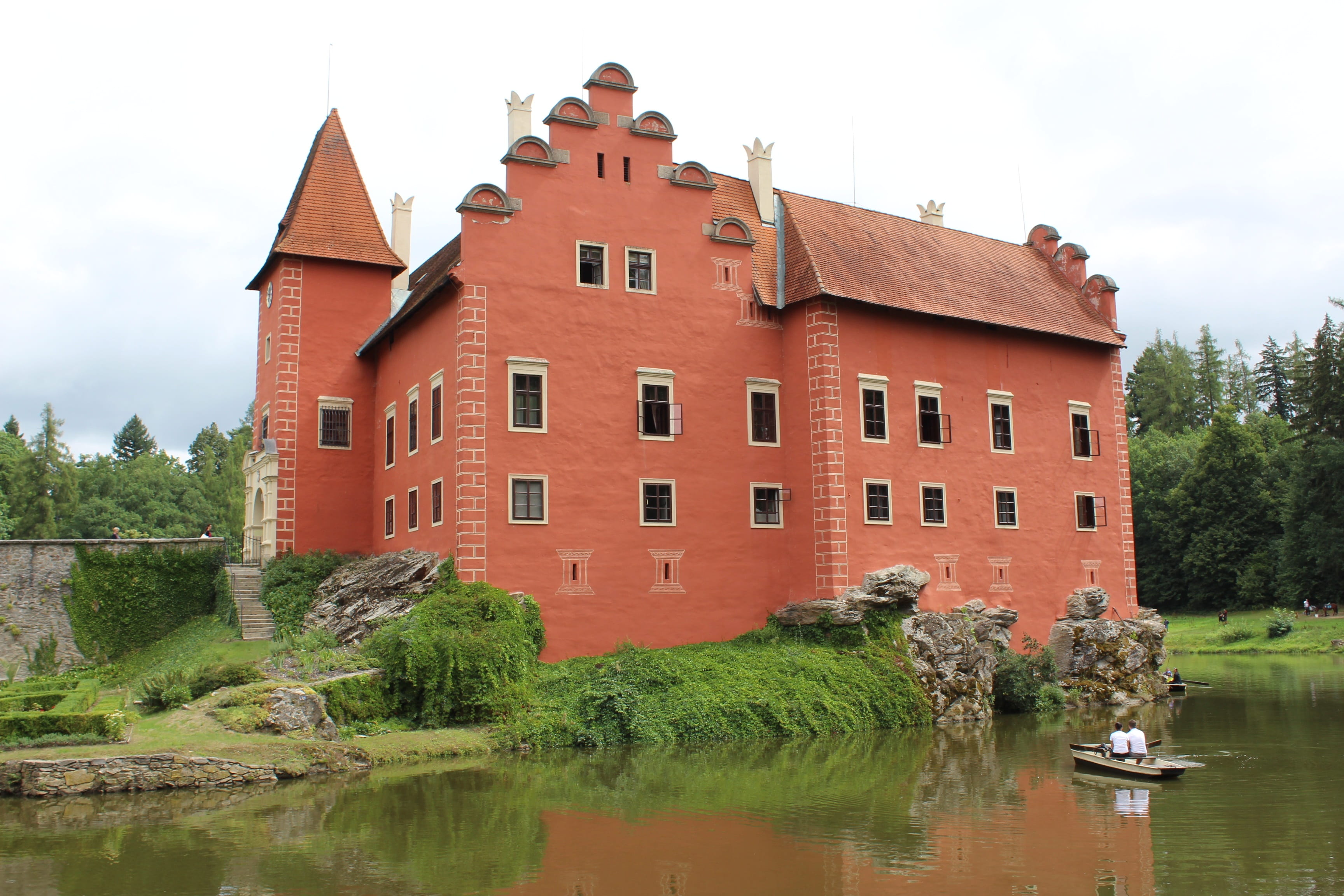 mansion, built structure, architecture, plant, nature, ancient, sky, locks, czech republic, 2K, transportation, water, waterfront, castle, reflection, HD Wallpaper