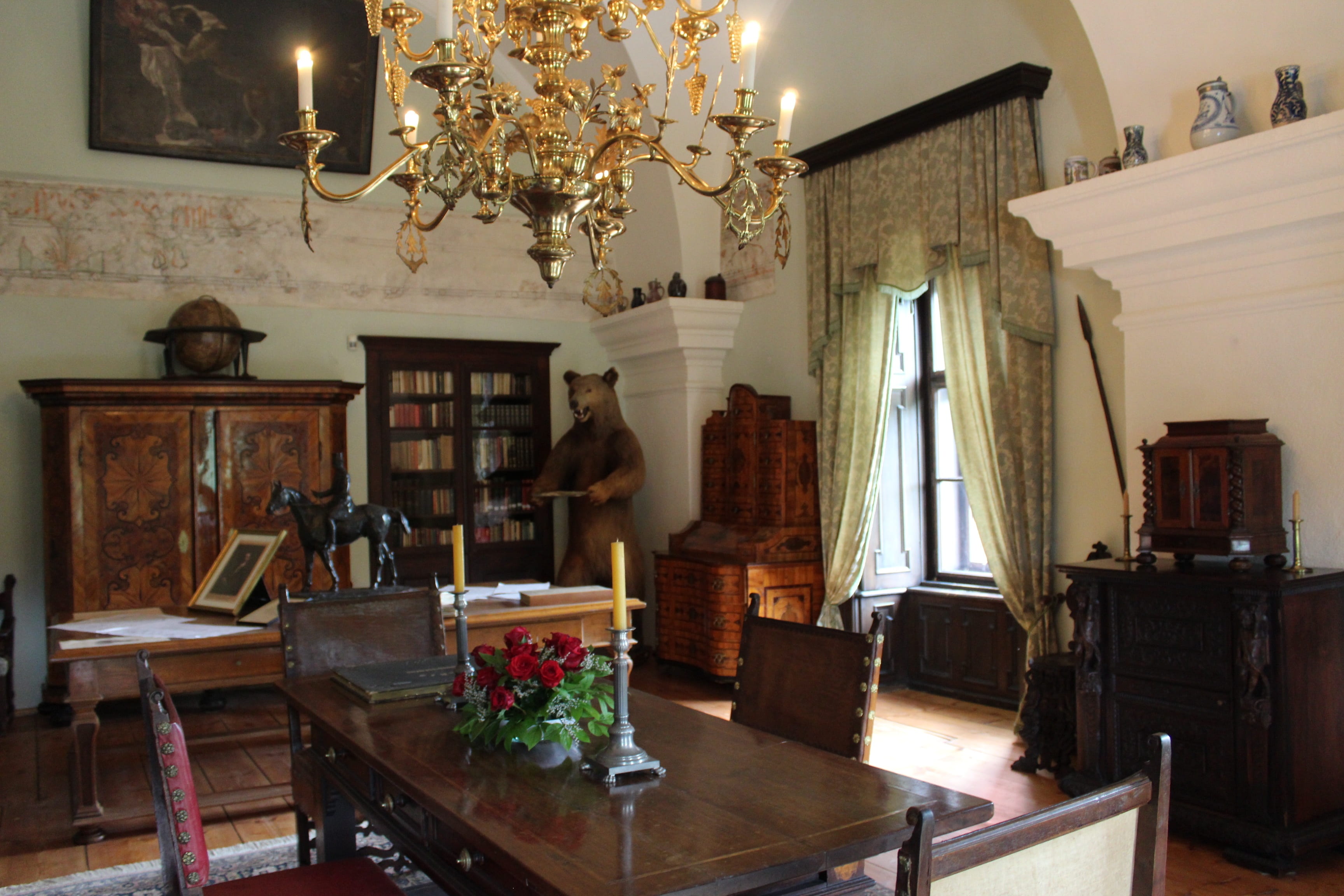 czech republic, mansion, ancient, indoors, history, historical, large group of objects, wood - material, home interior, business, lighting equipment, chandelier, HD Wallpaper