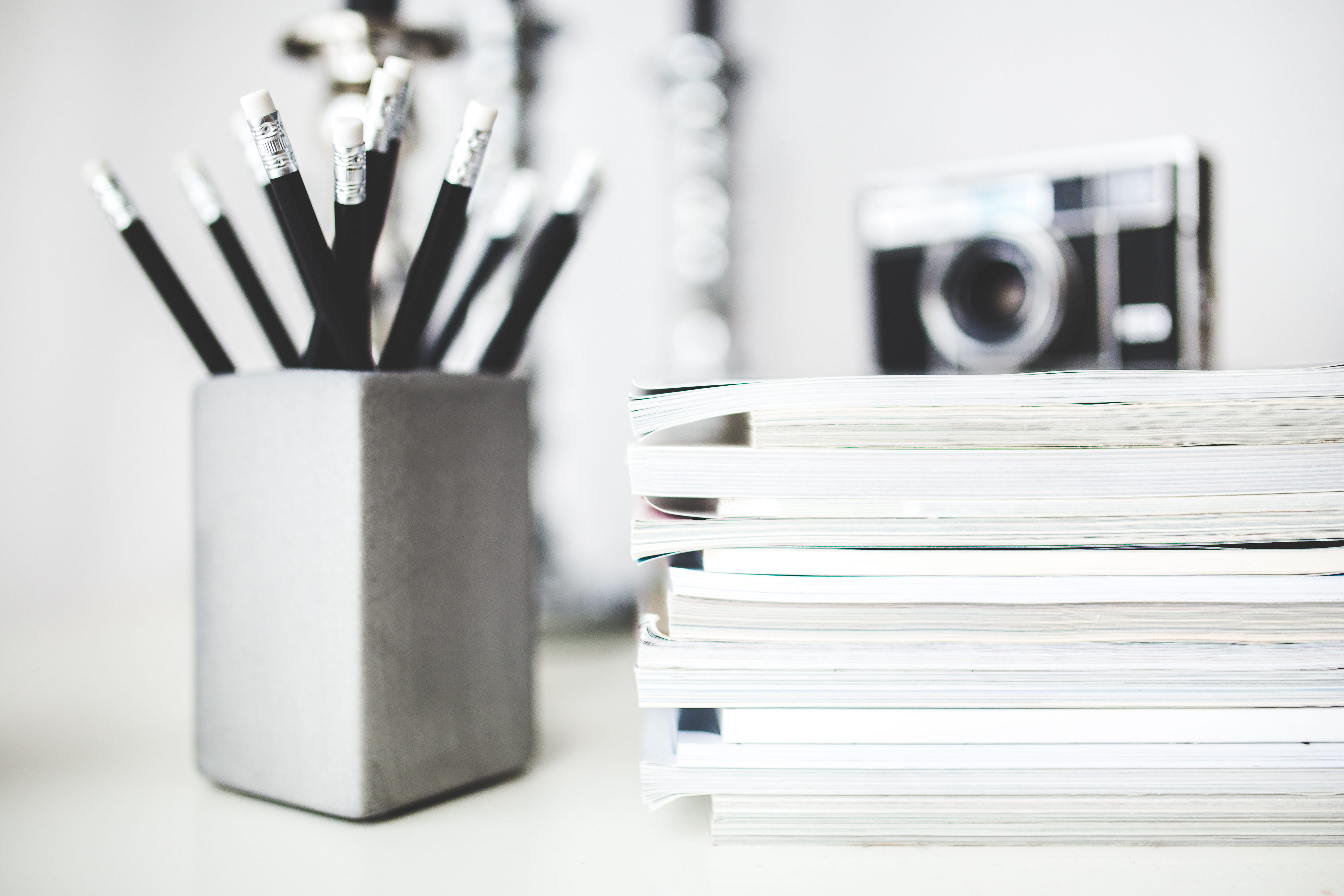 book, focus on foreground, container, organize, document, studying, gray, office supply, workspace, large group of objects, no people, camera, education, HD Wallpaper