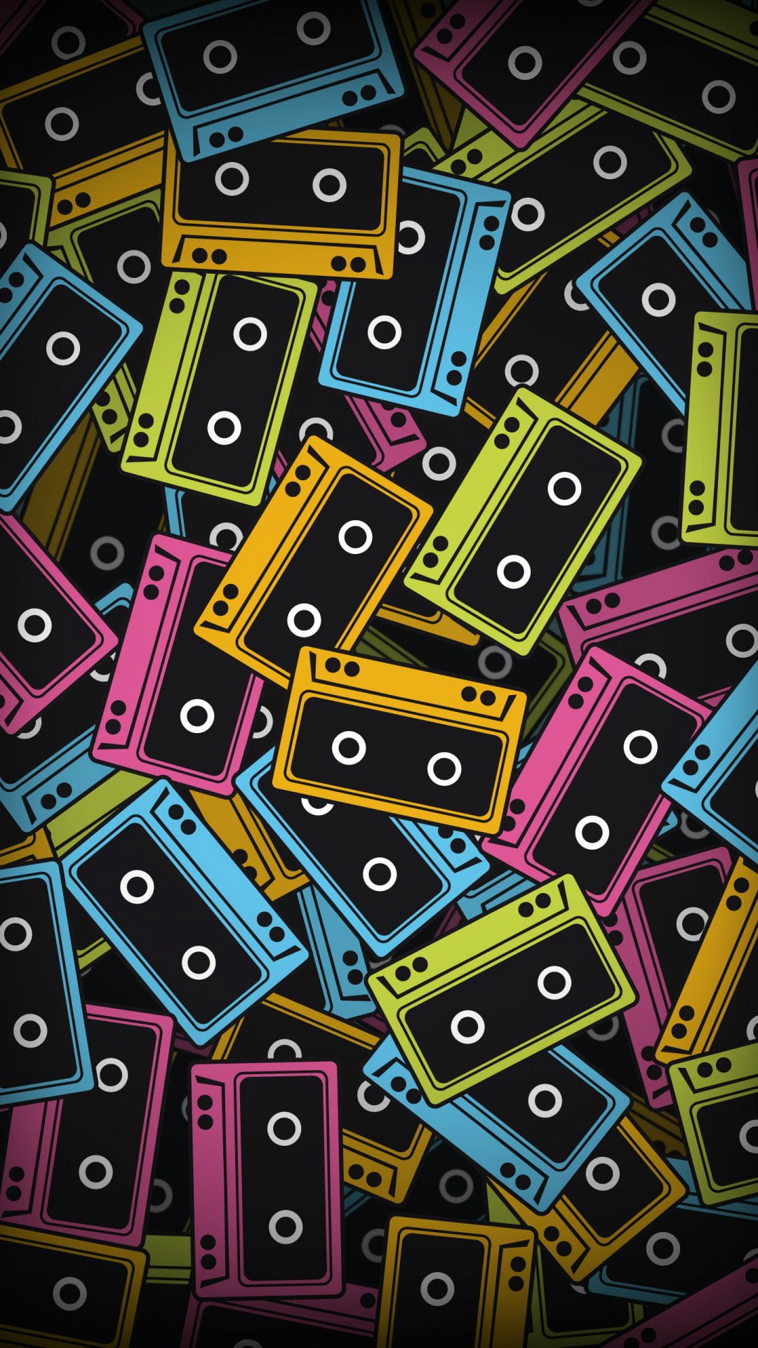cassette, color, variation, design, 1080P, large group of objects, graphic, backgrounds, full frame, communication, vector, equipment, group of objects, Phone HD Wallpaper