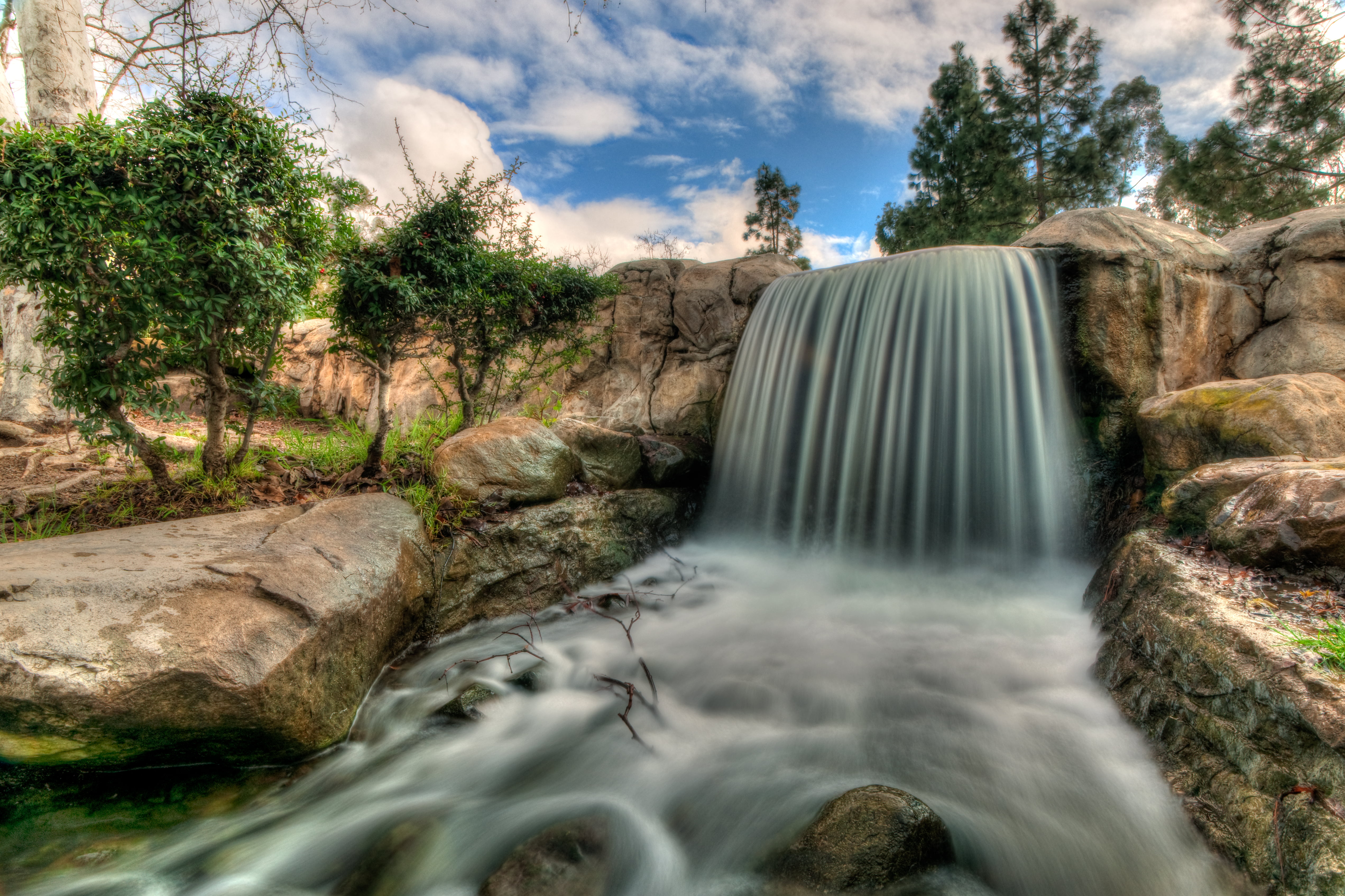 waterfalls, falling, HDR, freshness, cloudy, daytime, rock - Object, time lapse, stream, PS, photo, nature, beauty In Nature, DIAMOND, mini, water, river, HD Wallpaper