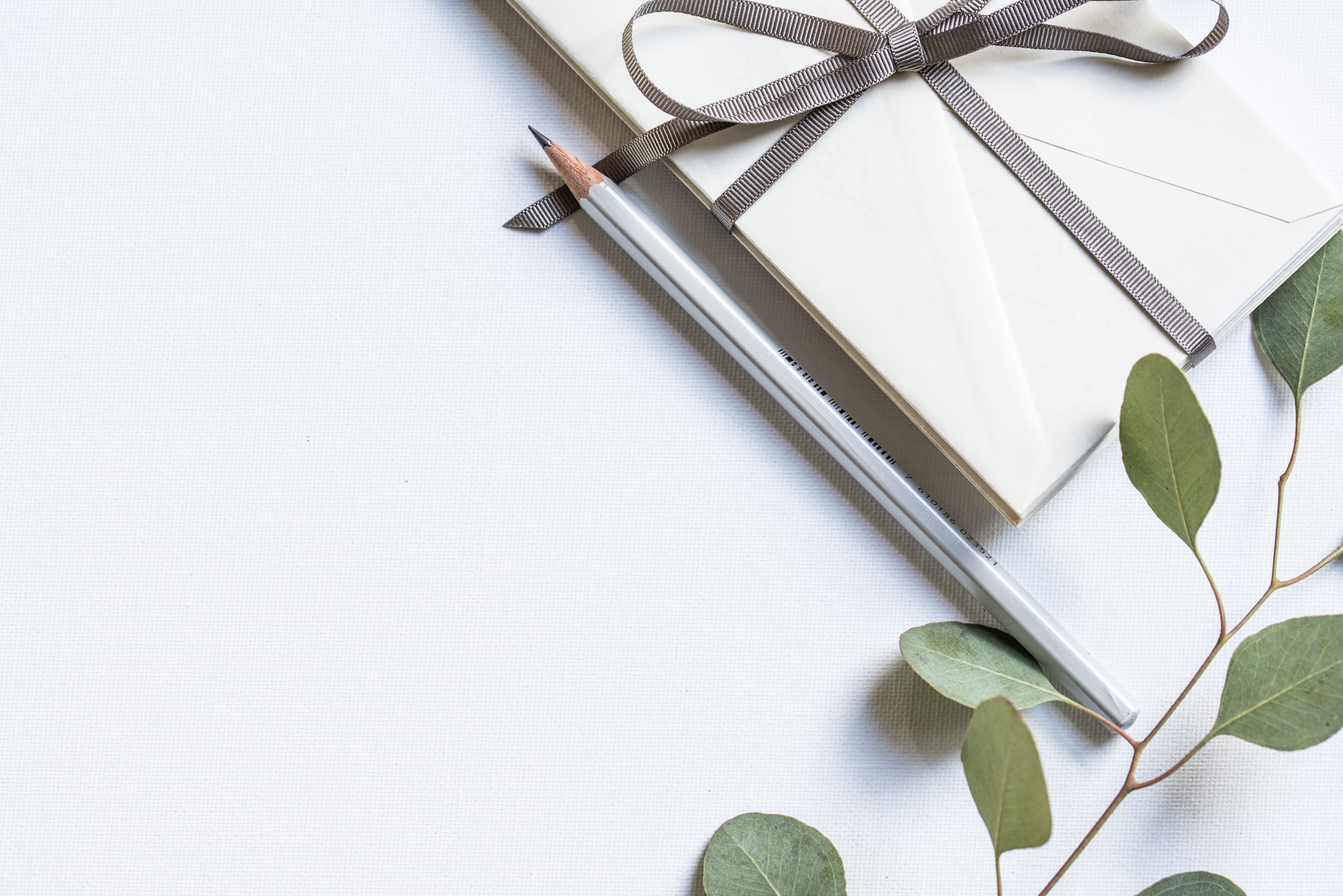 ribbon, decoration, white, plant, gray, plant part, beside, no people, blank, white color, book, pencil, pen, still life, table, studio shot, box, arts, HD Wallpaper