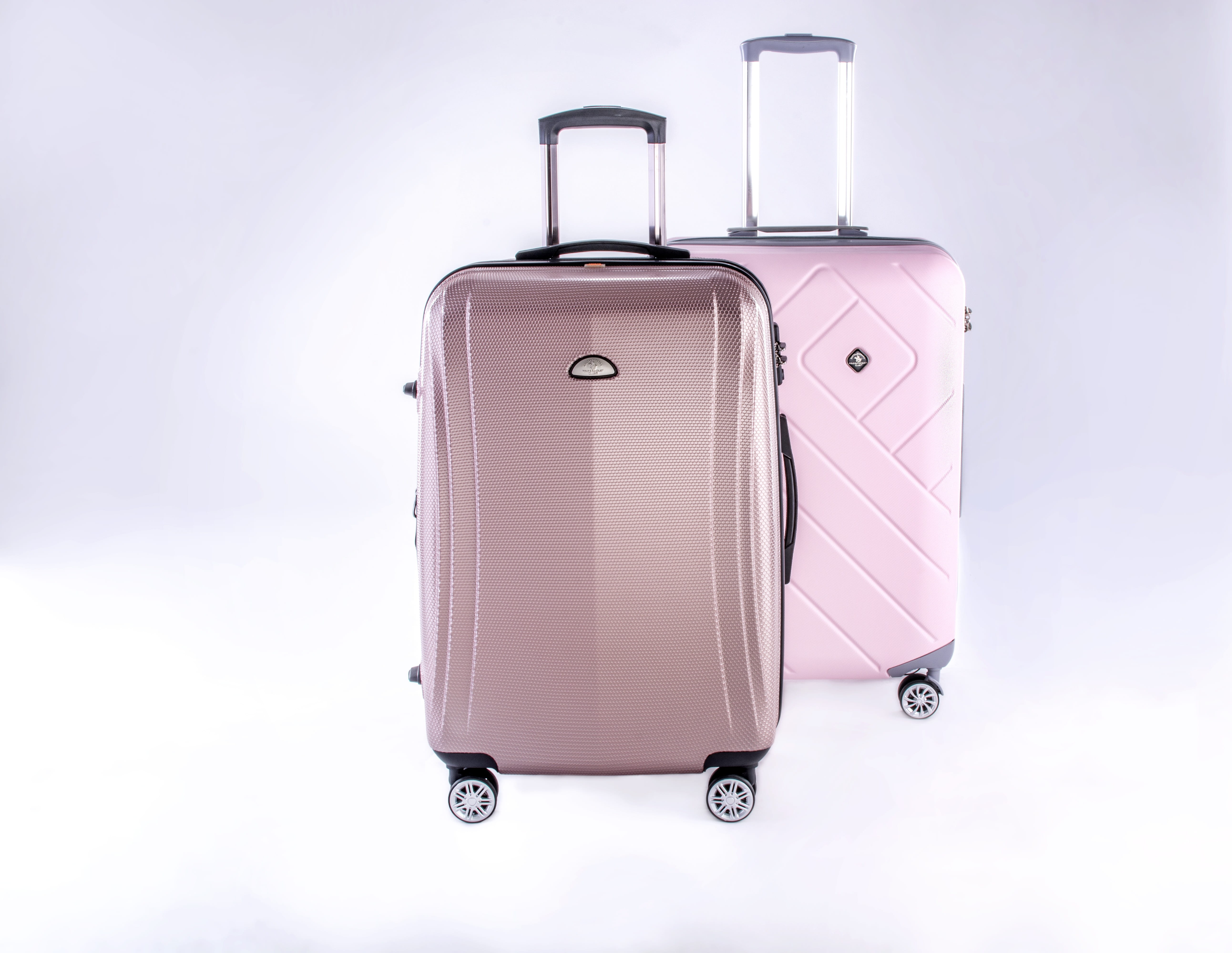 leaving, white background, pink, hard, vacations, Luggage, business travel, journey, Case, single object, cut out, suitcase, metallic luguagge, 5K, purple, HD Wallpaper