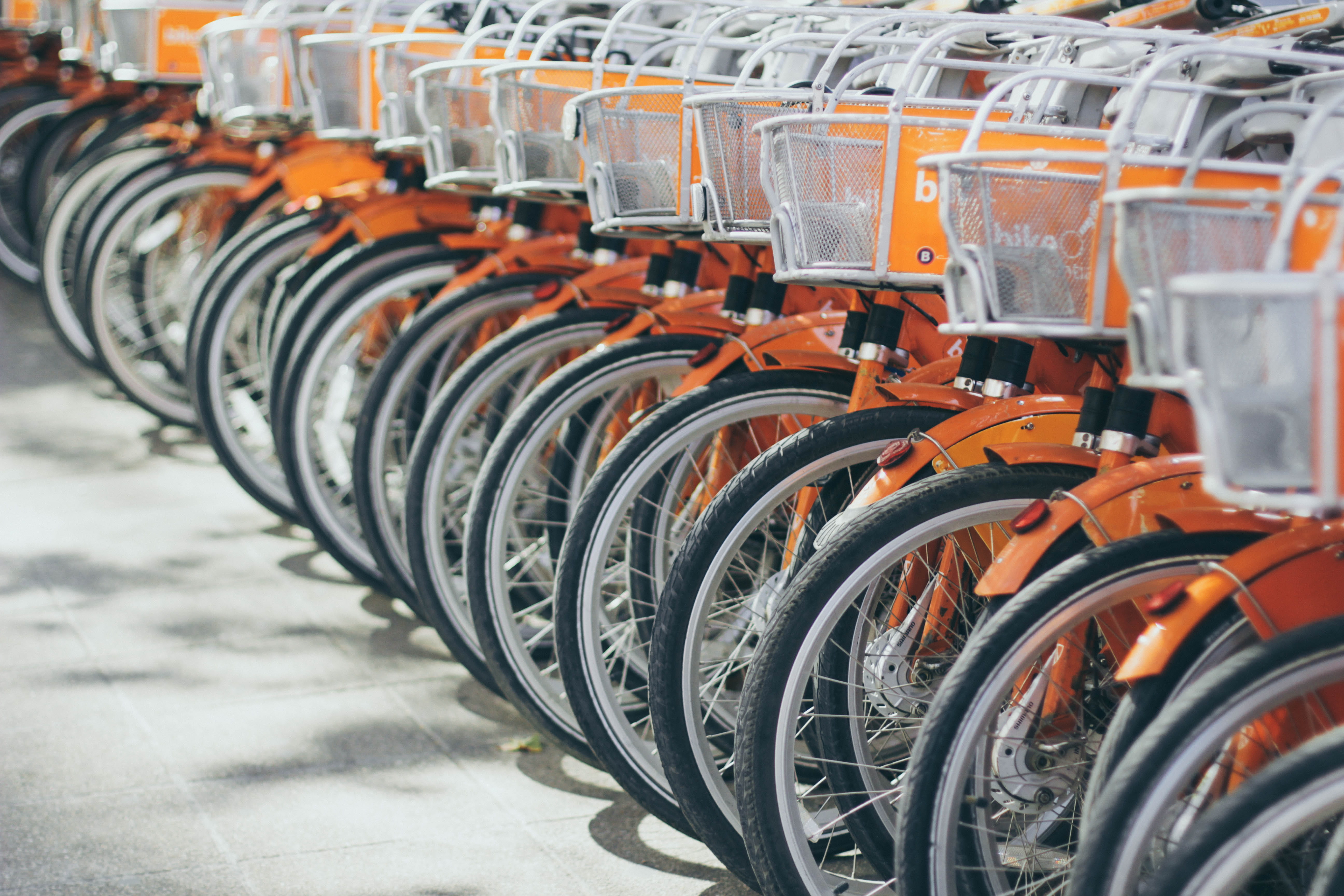 wheels, santiago, rent-a-bike, transport, side by side, large group of objects, day, transportation, wheel, abundance, selective focus, industry, repetition, HD Wallpaper