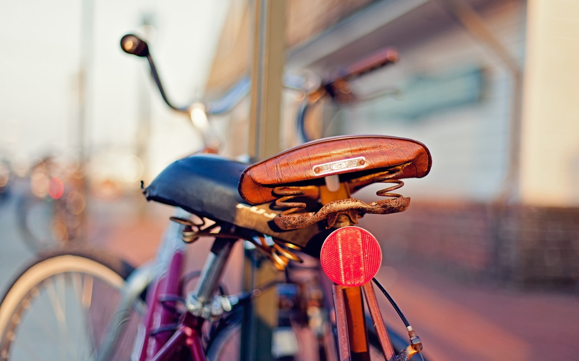 blur, bicycle, brown, seat, black, 1080P, bicycle seat, HD Wallpaper