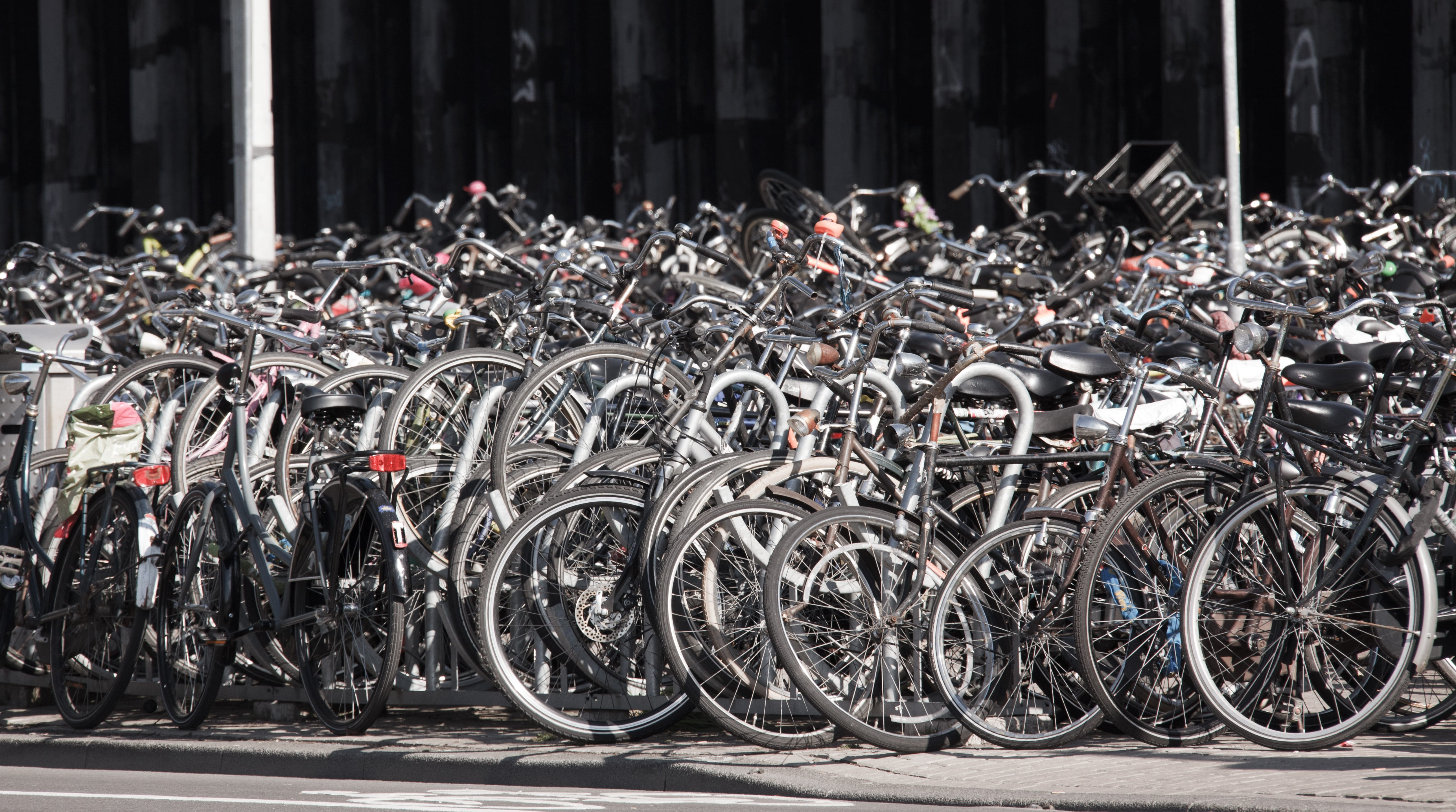 Bike, cycle, gray, built structure, wheel, transportation, no people, large group of objects, 5K, parking lot, stationary, day, saddle, outdoors, city Life, HD Wallpaper