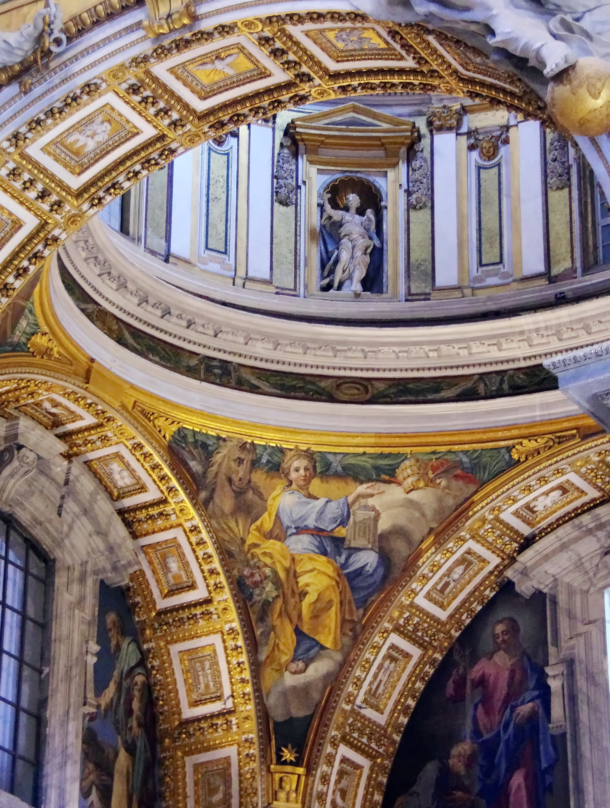 craft, ceiling, columns, sculpture, representation, architecture, architectural column, vatican, human representation, male likeness, st-pierre, statue, Phone HD Wallpaper