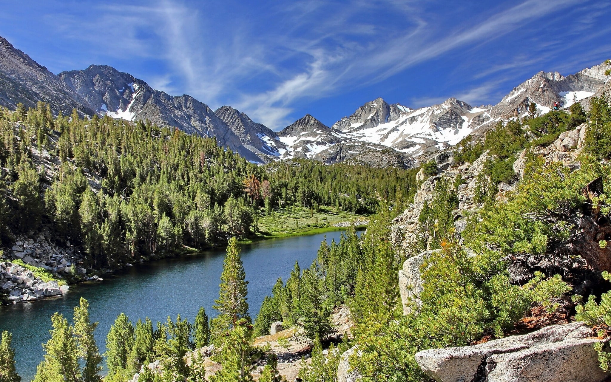 John Muir Wilderness, forest, Long Lake, muir, wilderness, john, valley, 1080P, little, Mountain, Little Lakes Valley, lakes, California, Lake, HD Wallpaper