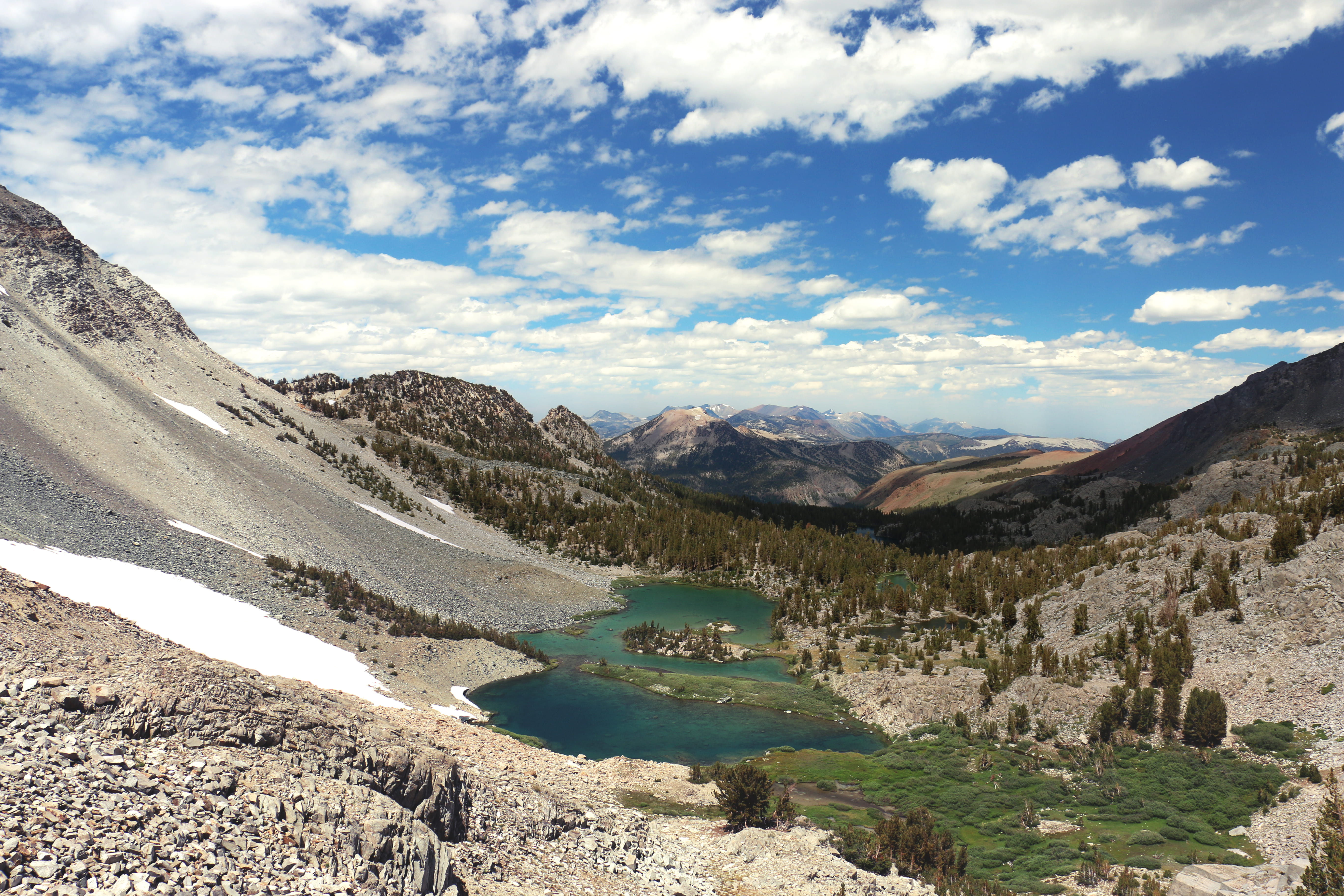 trees, environment, national forest, nature, sky, mountain range, john muir trail, non-urban scene, landscape, tranquil scene, sunlight, mountain, outdoors, HD Wallpaper