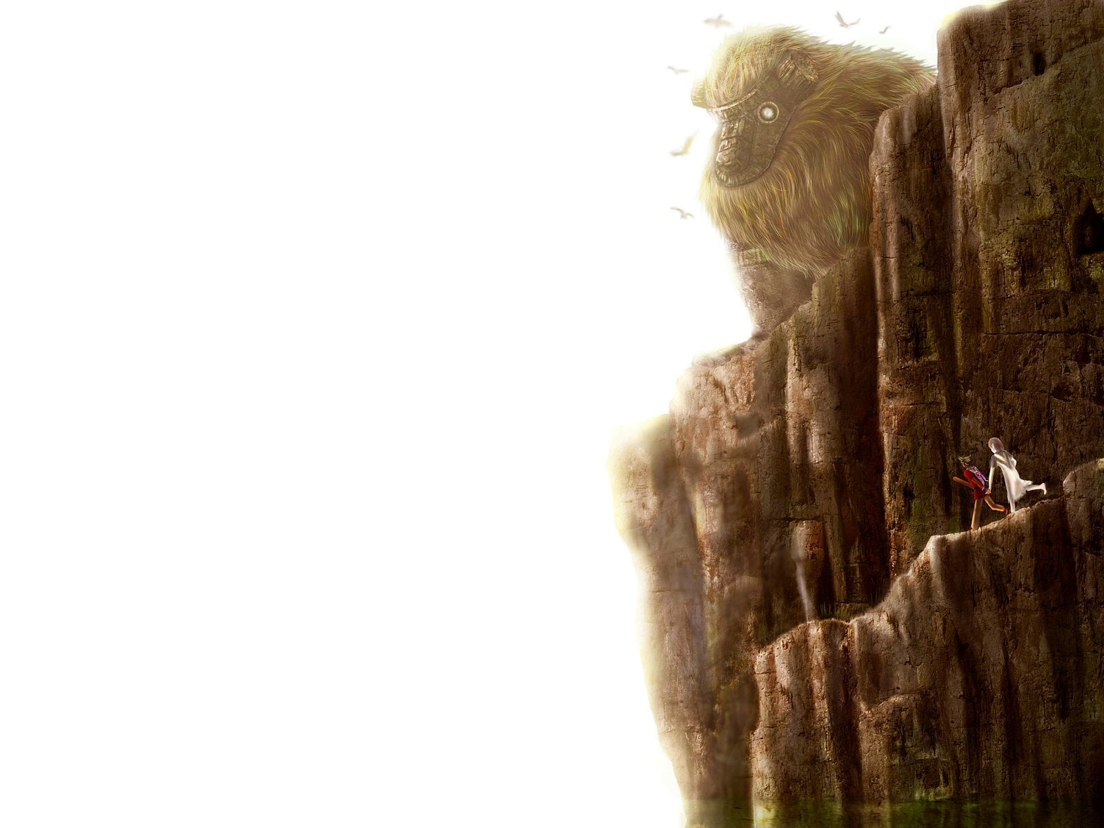 clear sky, leisure activity, outdoors, Cliff, rock formation, people, lifestyles, Shadow Of The Colossus, men, nature, representation, Video Game, illustration, HD Wallpaper