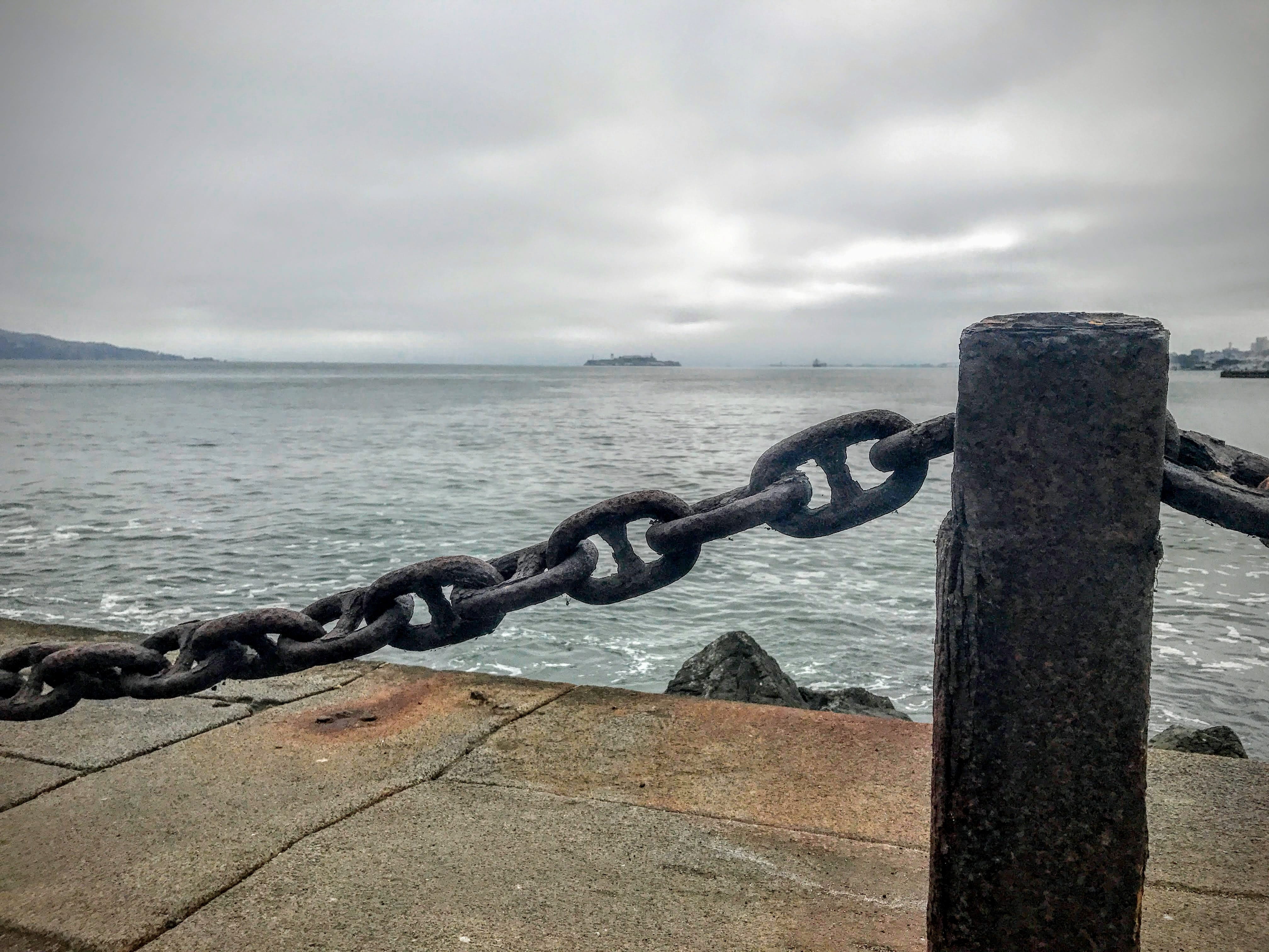 fort point, strength, sea, safety, metal, cloud - sky, water, day, chain, harbor, iron - metal, close-up, no people, outdoors, sky, san francisco, nature, HD Wallpaper