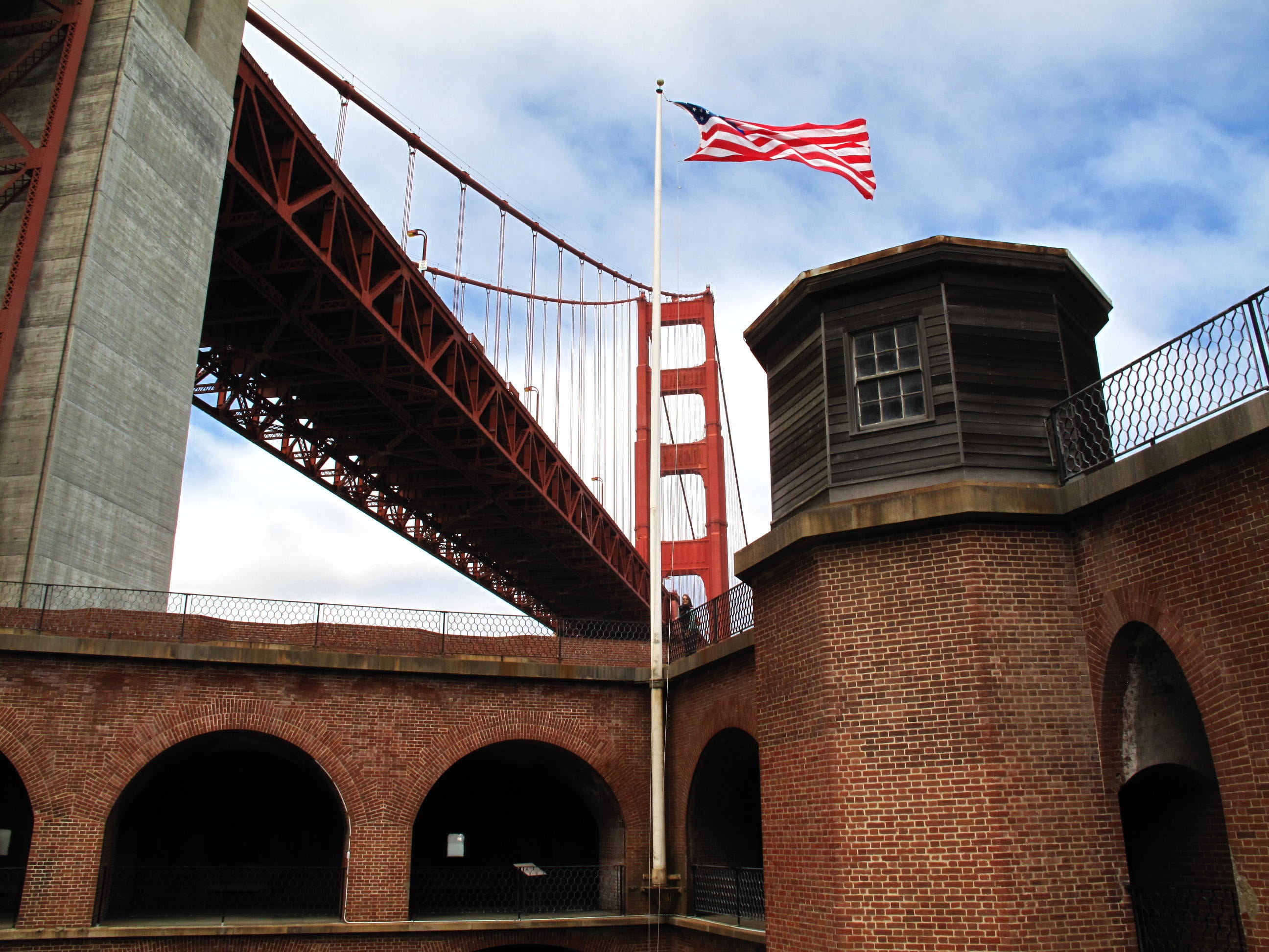 Fort Point, built structure, american, san francisco, travel destinations, red, city, outdoors, california, independence, architecture, bay, San Francisco, HD Wallpaper