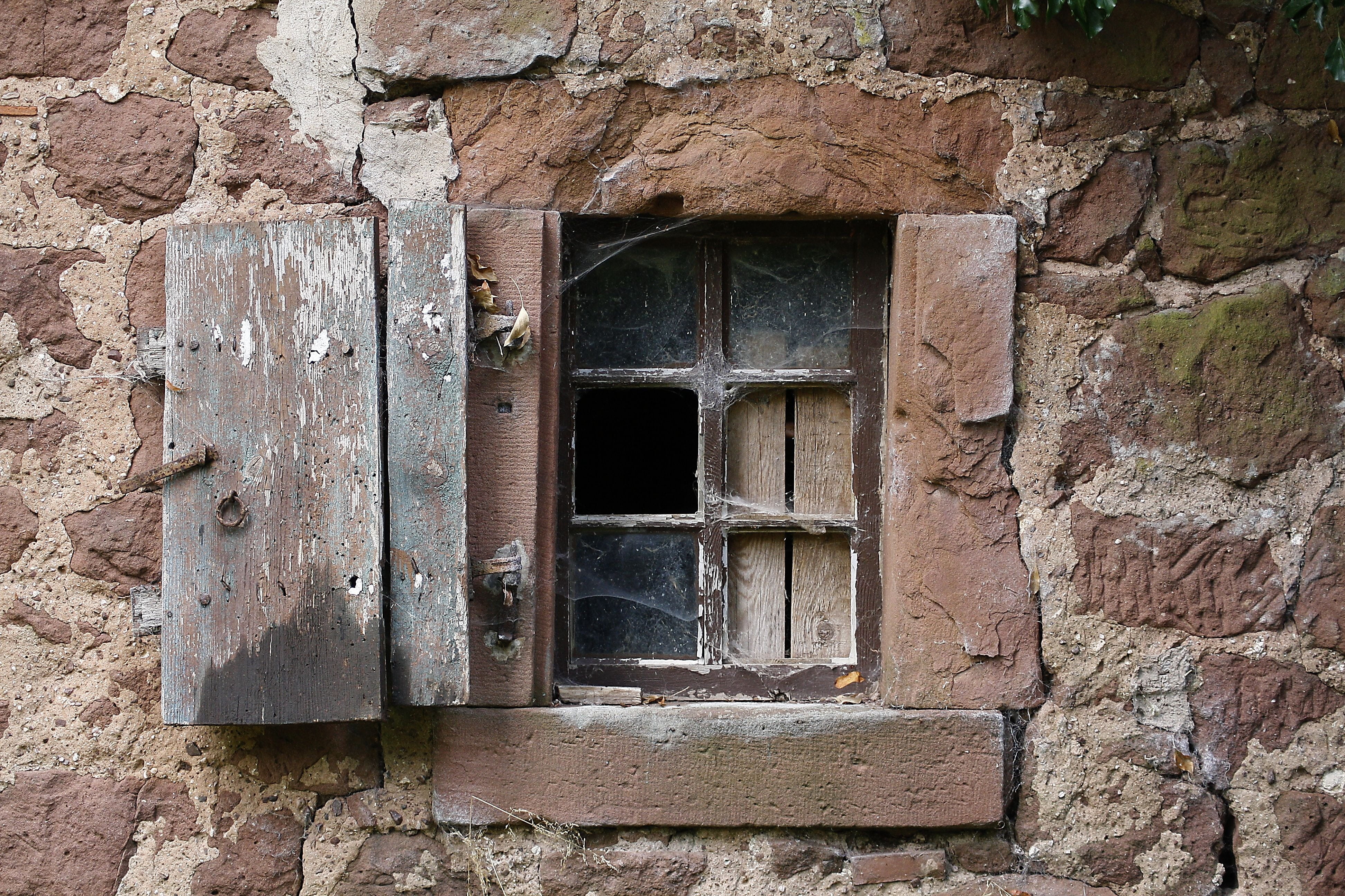 stone wall, disc, entrance, damaged, masonry, weathered, outdoors, surrounded, broken, stones, window, abandoned, brown, ruined, wood - material, wall - building feature, HD Wallpaper