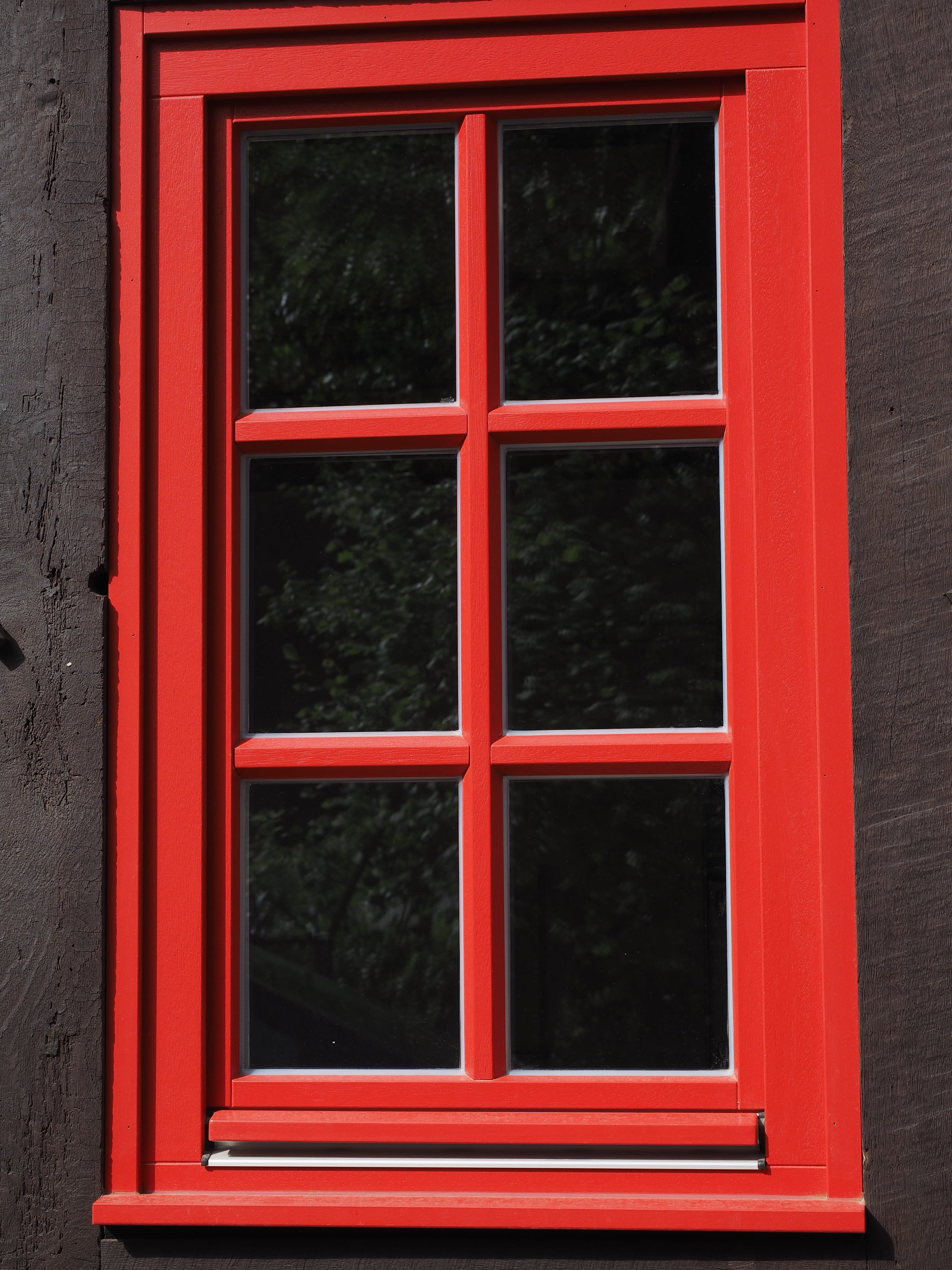 built structure, day, pattern, house, no people, architecture, wall - building feature, transparent, closed, lattice window, red, outdoors, 4K, fachwerkhaus, Phone HD Wallpaper