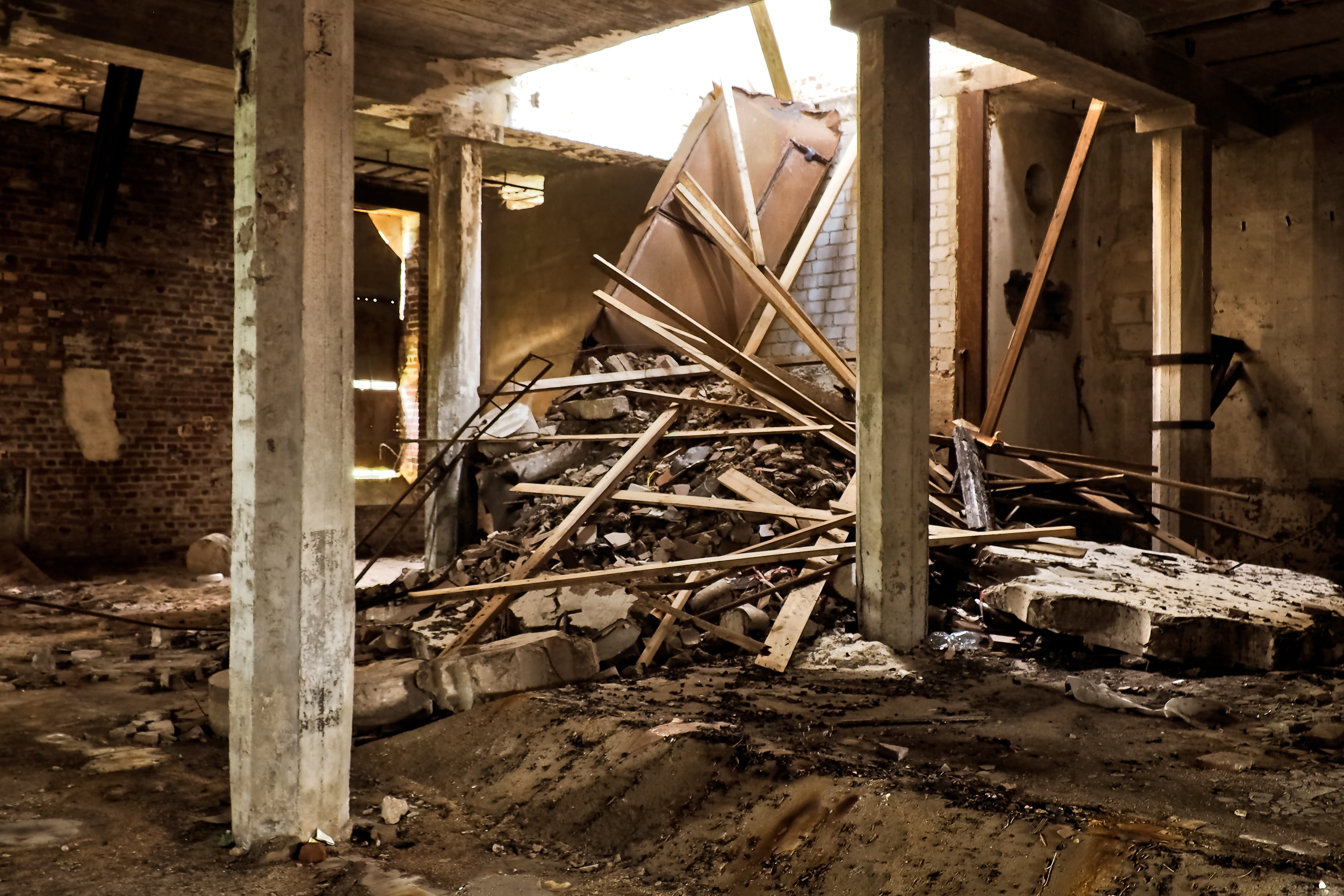 built structure, old factory, lapsed, construction frame, mood, dirty, run-down, transient, wood - material, scrap, day, hall, decline, dark, empty, indoors, HD Wallpaper