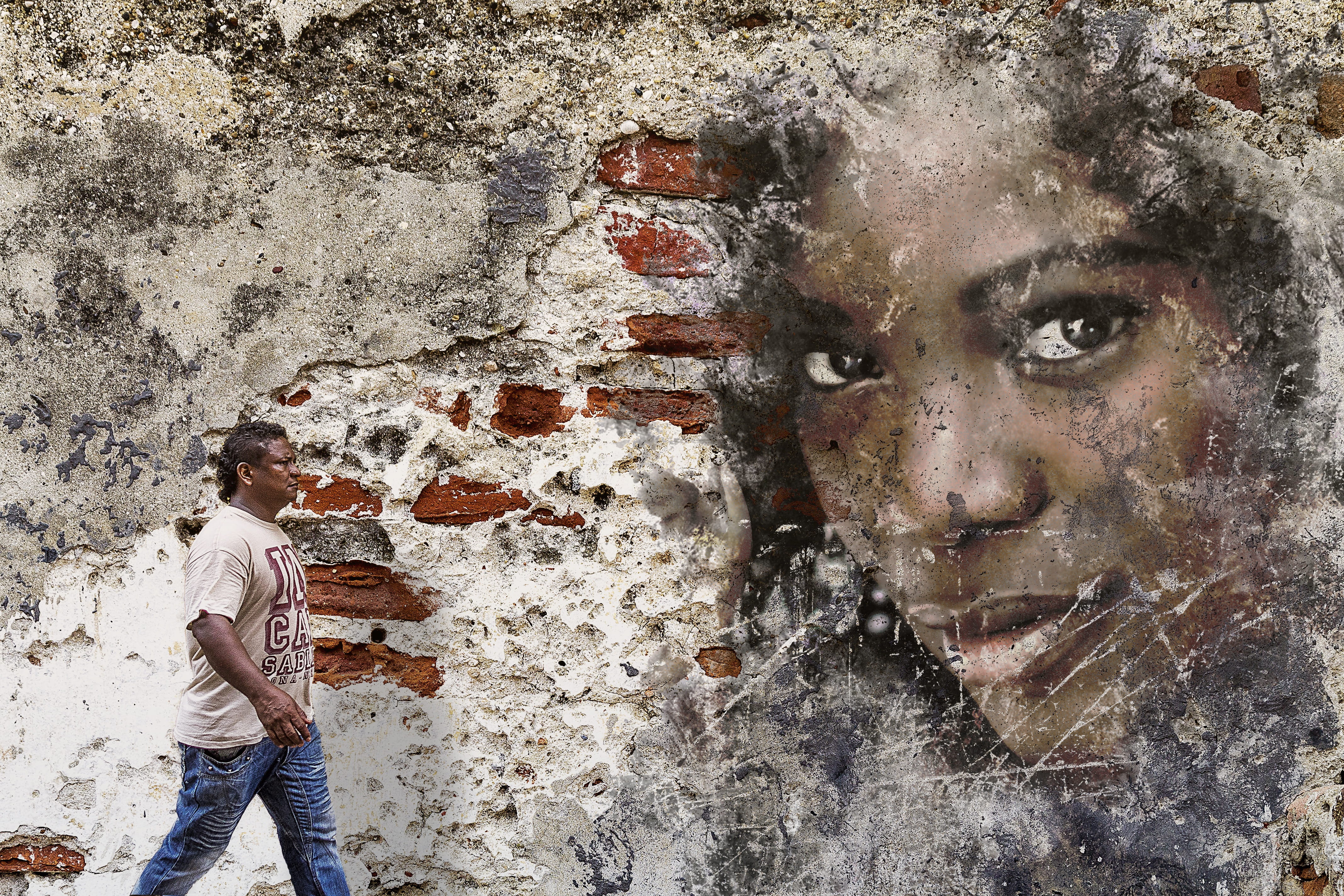 façade, day, casual clothing, mural, city, young women, graffiti, brick texture, looking, wall, adult, women, outdoors, young adult, real people, man, adults only, HD Wallpaper