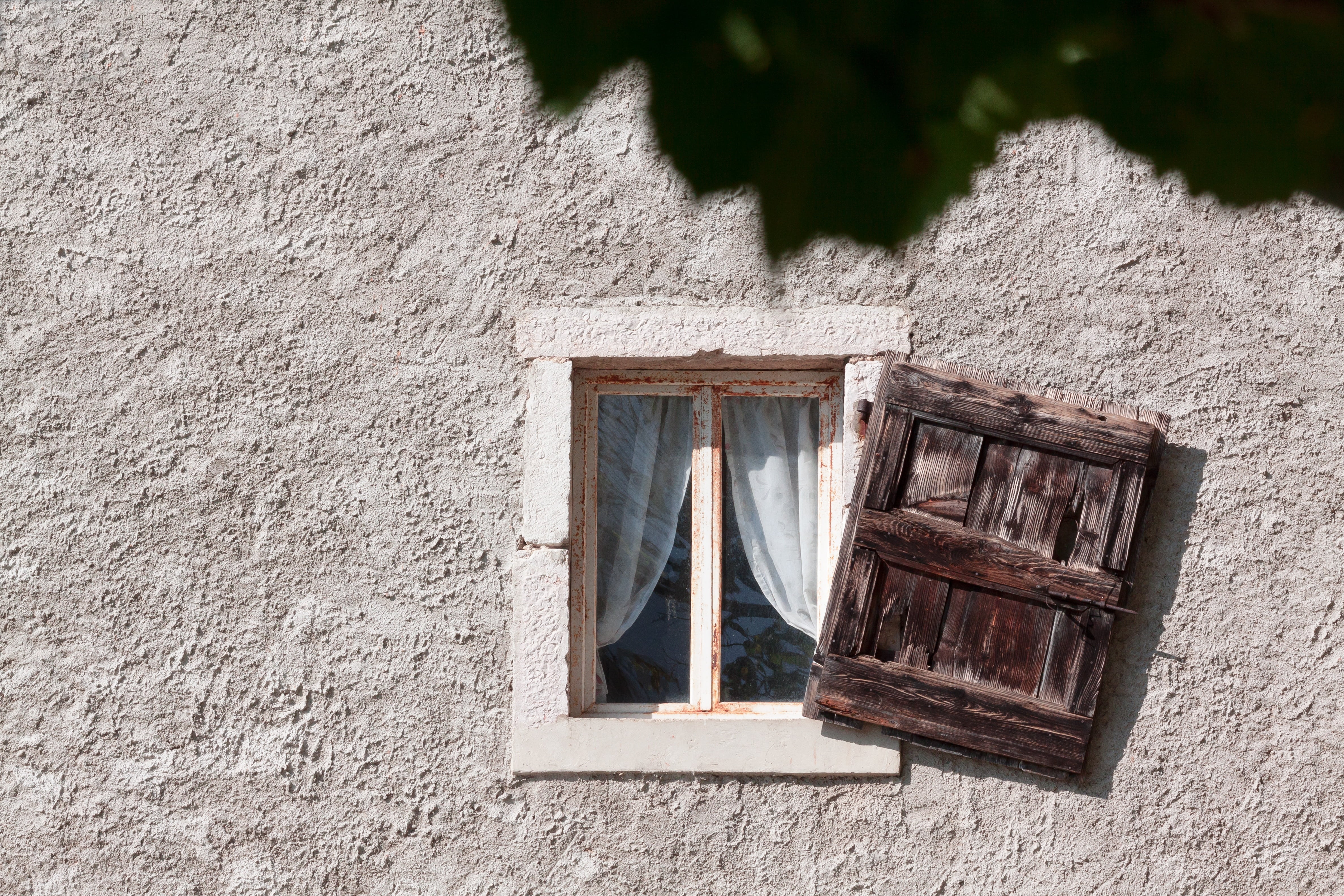 day, window frame, wood, wood - material, wooden, home, built structure, textured, stone, nature, building exterior, 4K, outdoors, framed, open, shadow, HD Wallpaper