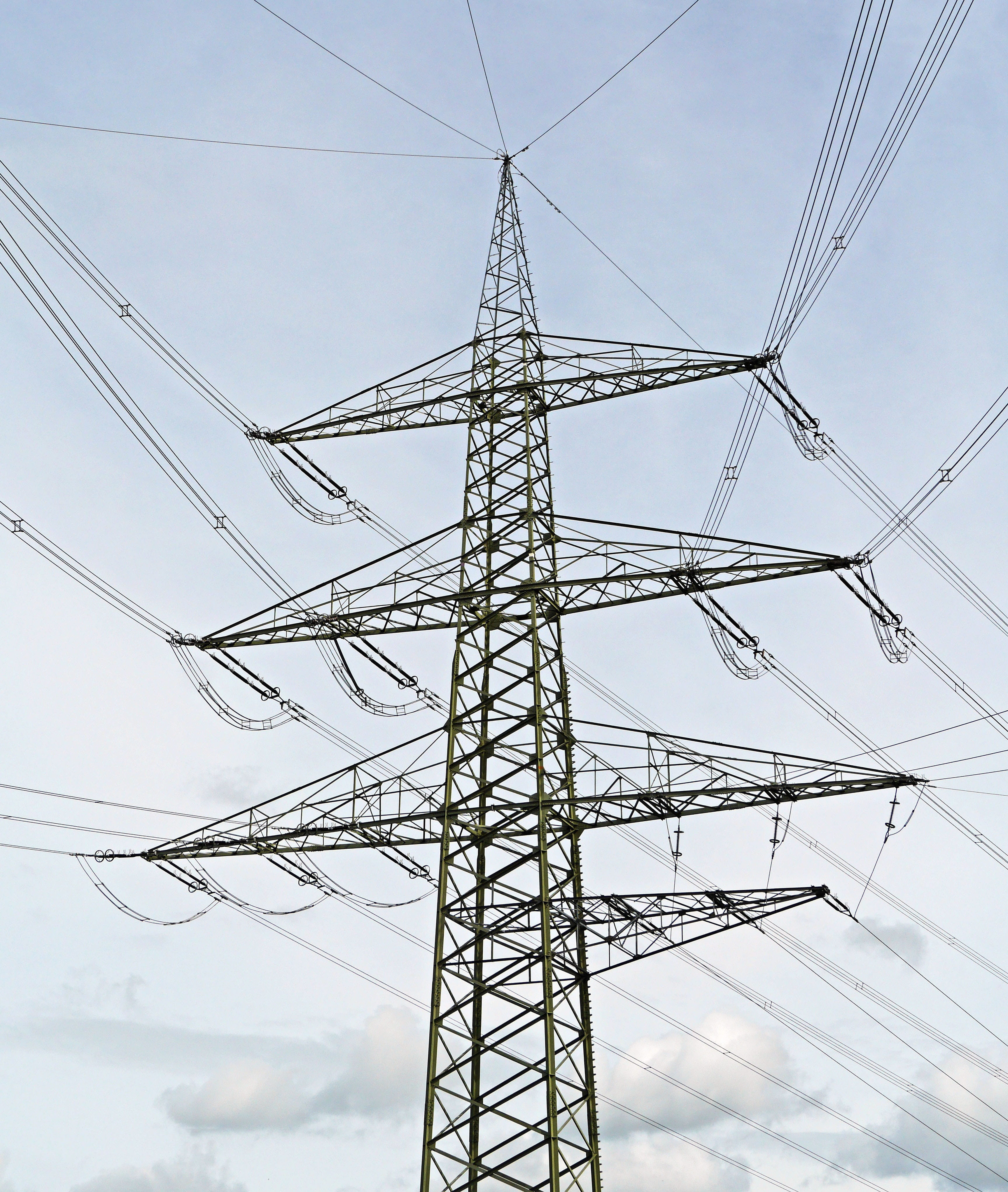 high voltage, day, dangerous, built structure, Distributor, iron - metal, lattice, nature, sky, strommast, landlines, caution, low angle view, 380kv, fuel and power generation, Phone HD Wallpaper