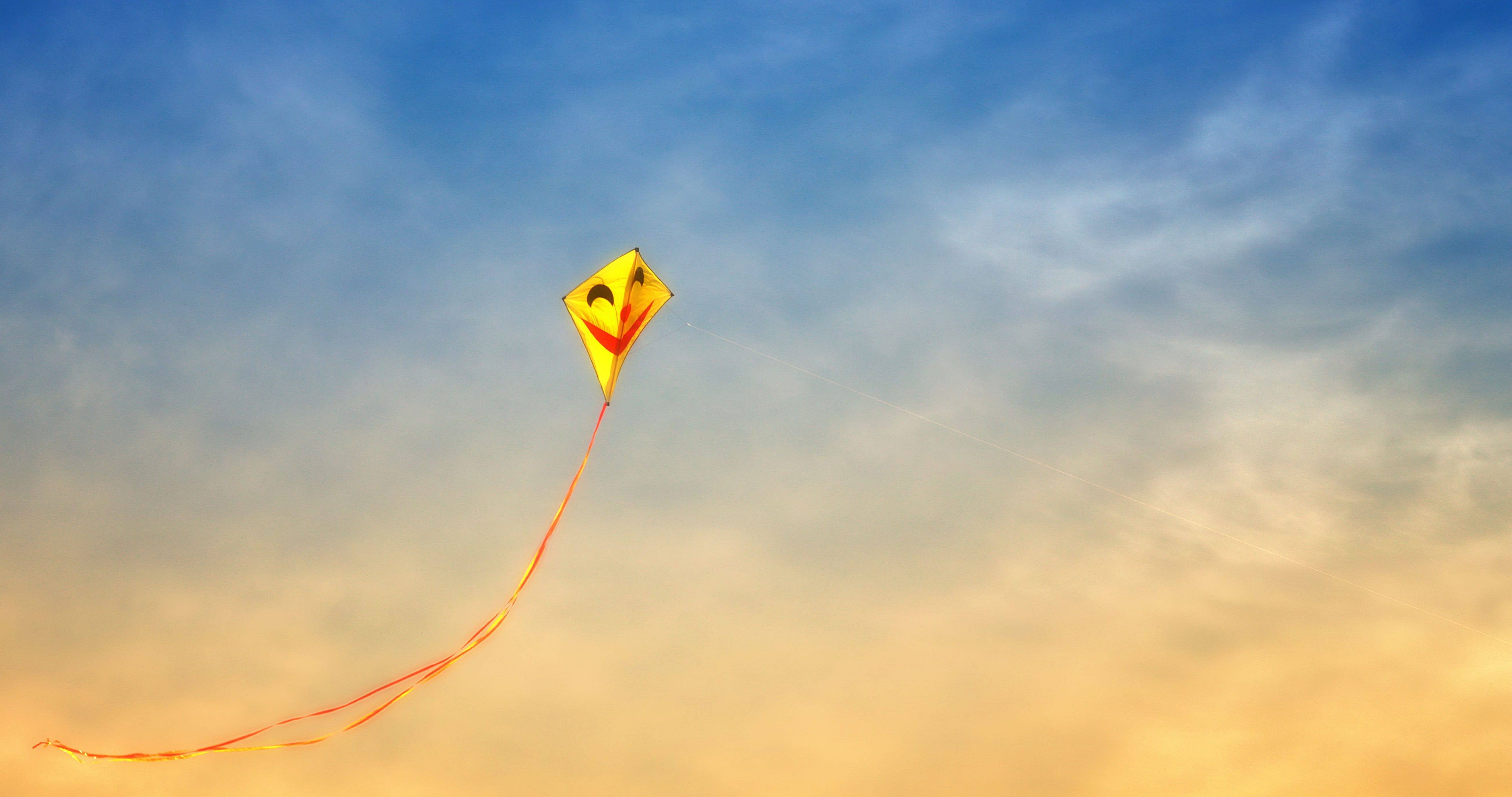 dom, day, celebration, no people, play, toys, mid-air, sky, flutter, yellow, fun, high, sunset, kite, environment, float, kite - toy, wind, cloud - sky, HD Wallpaper