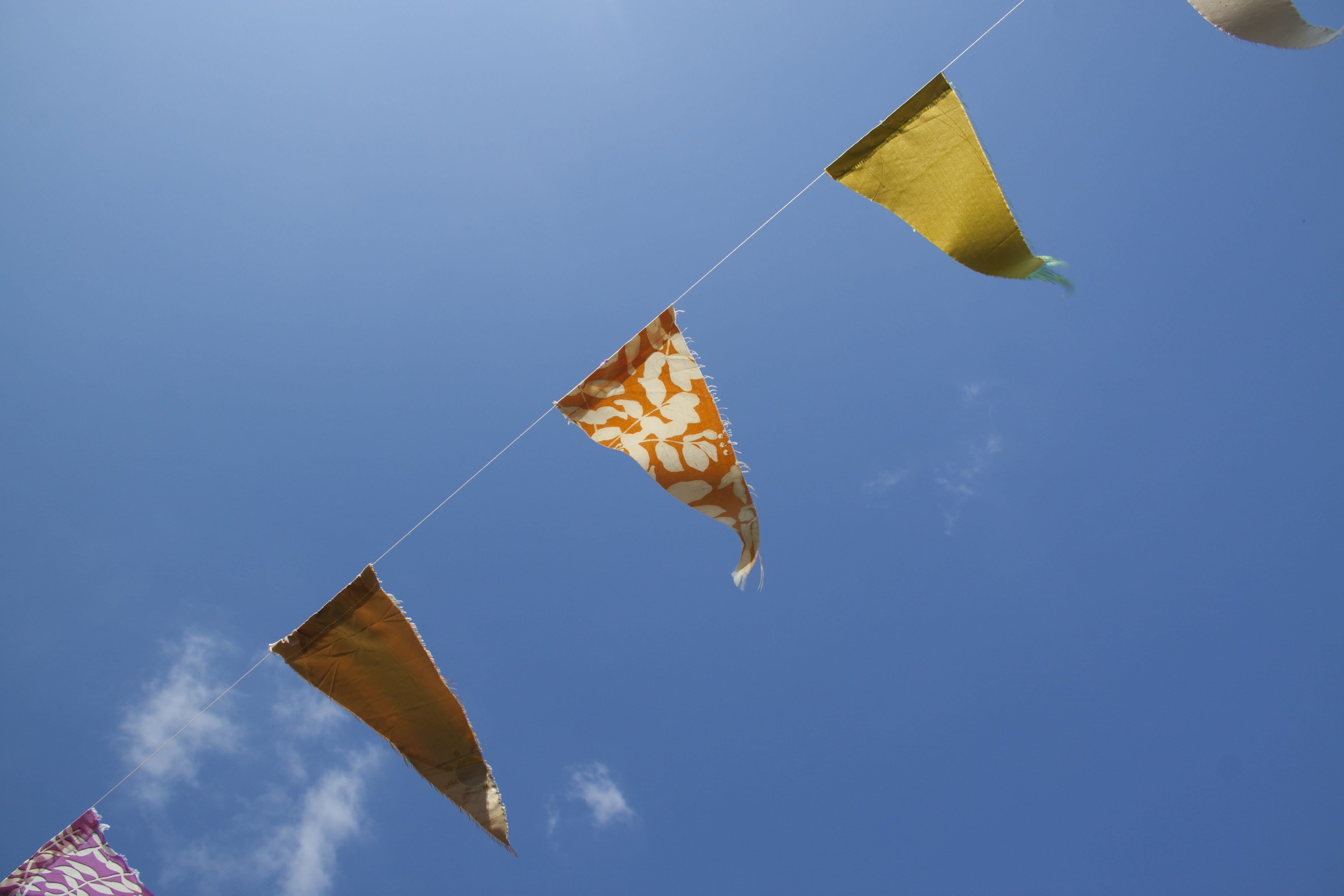 sky, no people, motion, transportation, blue, flaglets, copy space, cloud - sky, buntings, traditional festival, cloth, clouds, still, day, banderitas, HD Wallpaper