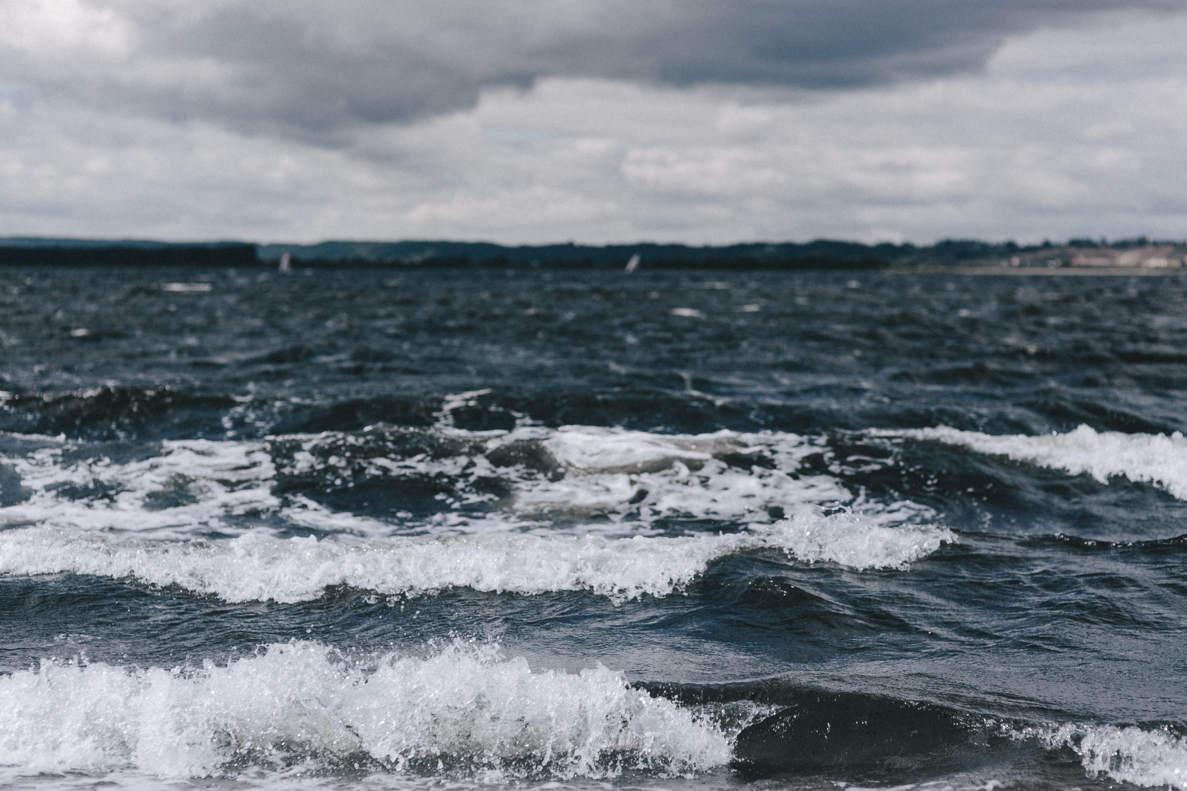 storm, blue, wave, cloud - sky, beach, no People, aquatic sport, weather, shore, people, surfer, outdoors, waterfront, coastline, 4K, horizon, motion, HD Wallpaper