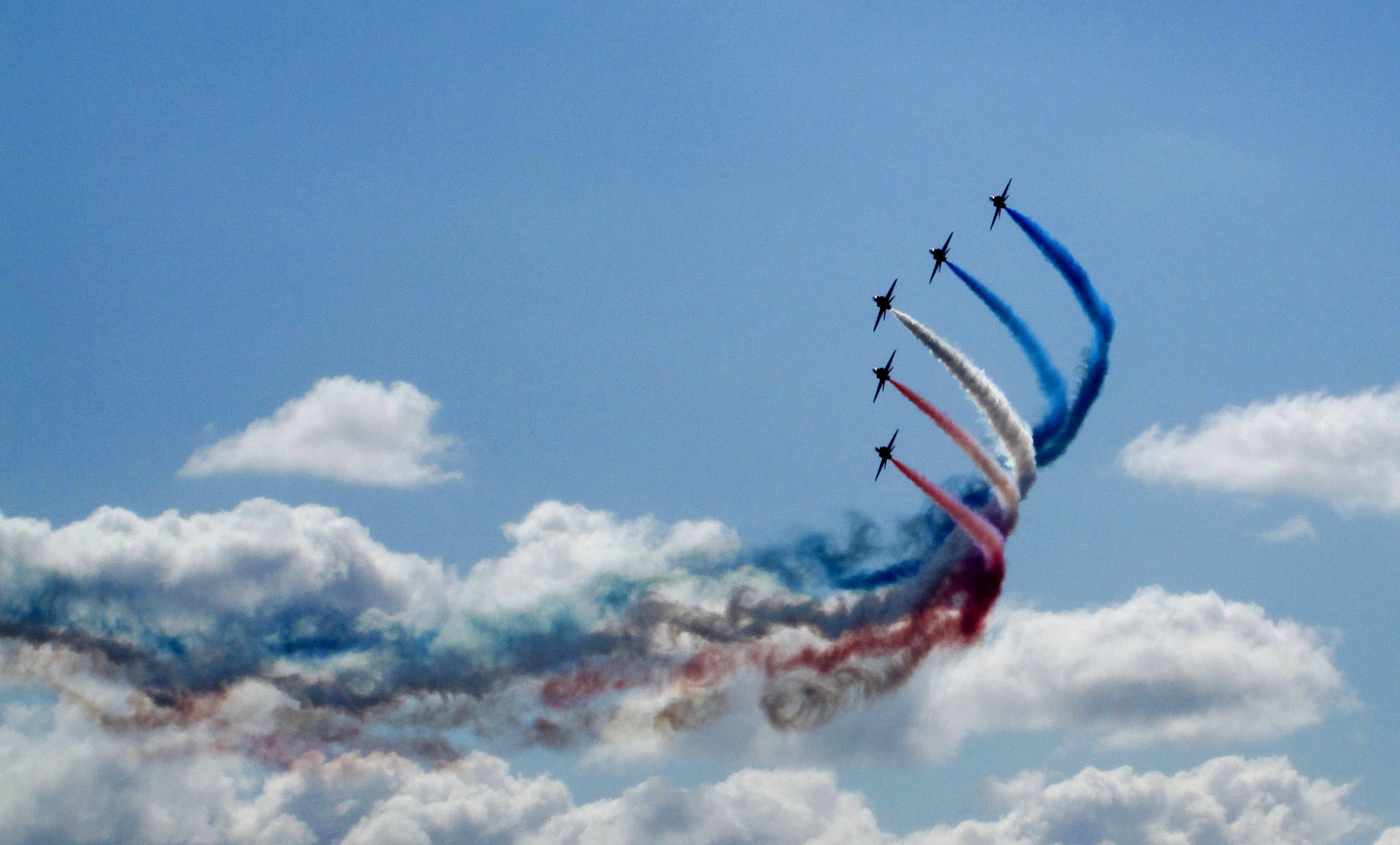 speed, air vehicle, five, low angle view, formation, transportation, aerospace industry, performance, sports activity, on the move, outdoors, plane, skill, HD Wallpaper