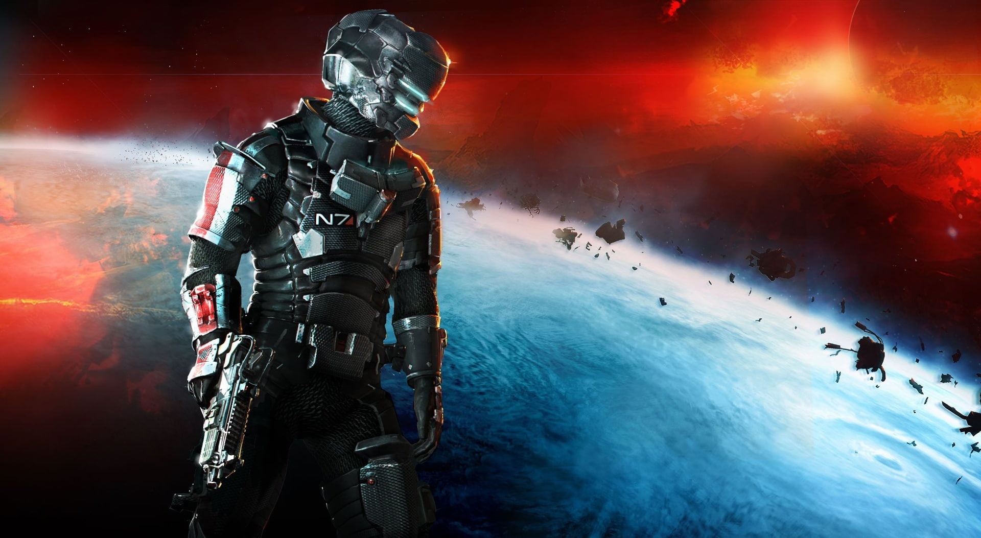 Dead Space, sport, sports helmet, underwater diving, aquatic sport, water, people, skill, n, men, mass, illustration, effect, armored, adventure, unrecognizable person, HD Wallpaper