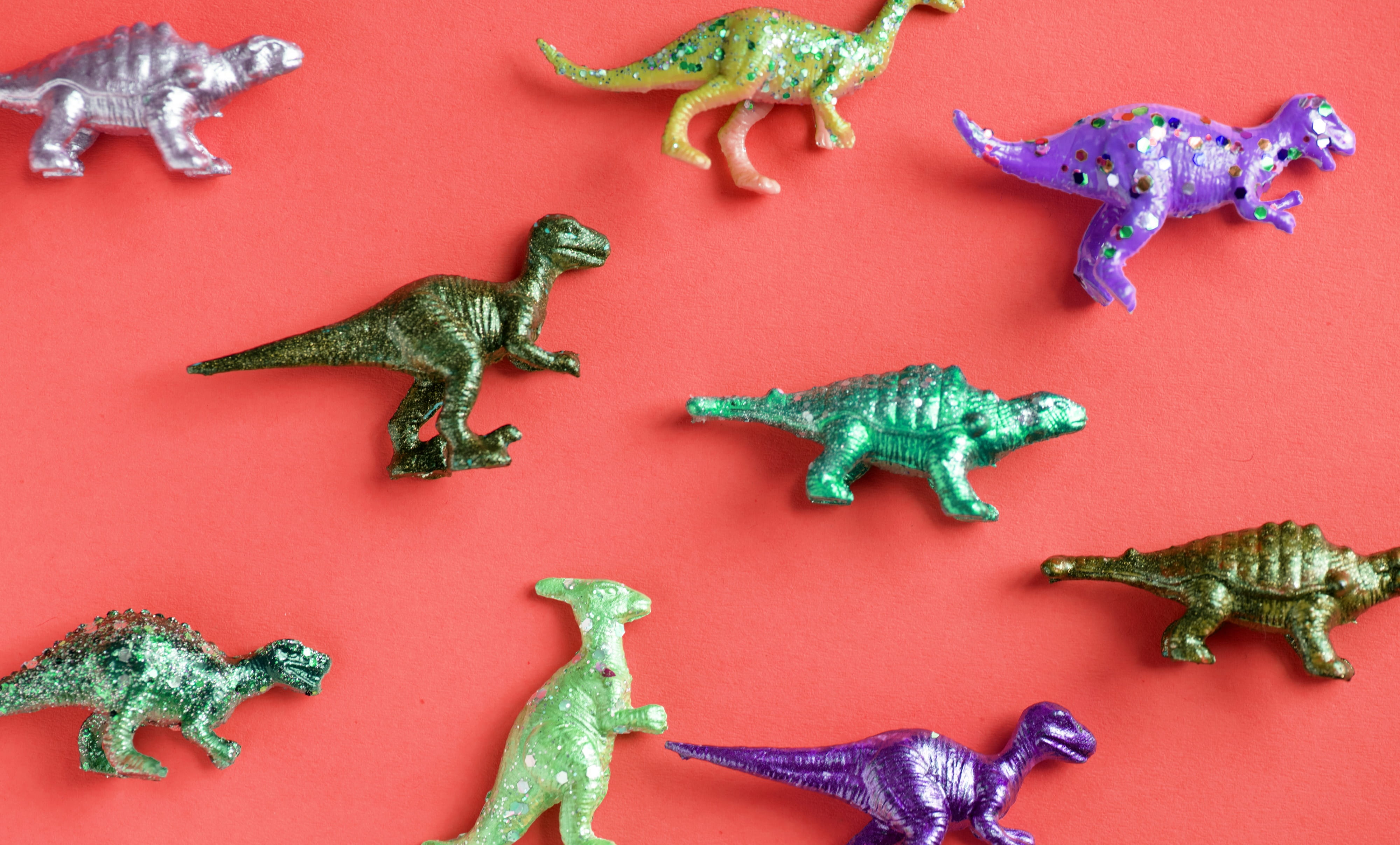 animals, close-up, animal, jungle, jurassic, high angle view, art and craft, figurine, no people, red background, prehistorical, 4K, studio shot, HD Wallpaper