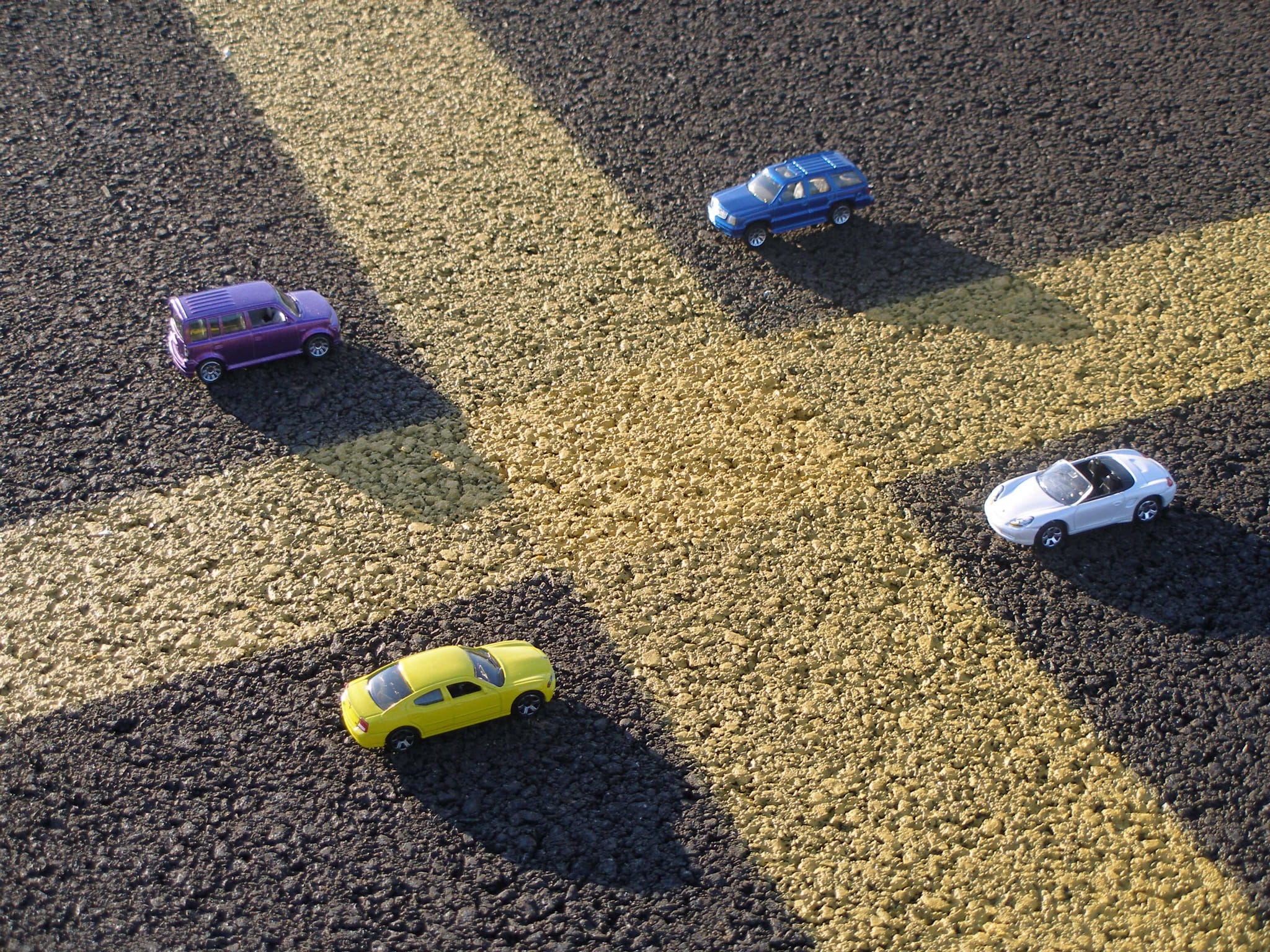 car lot, cast, sport, urban, no people, yellow stripe, asphalt, outdoor, sedan sports car, footprint, day, sunlight, auto, vehicle, striping, sand, car, HD Wallpaper