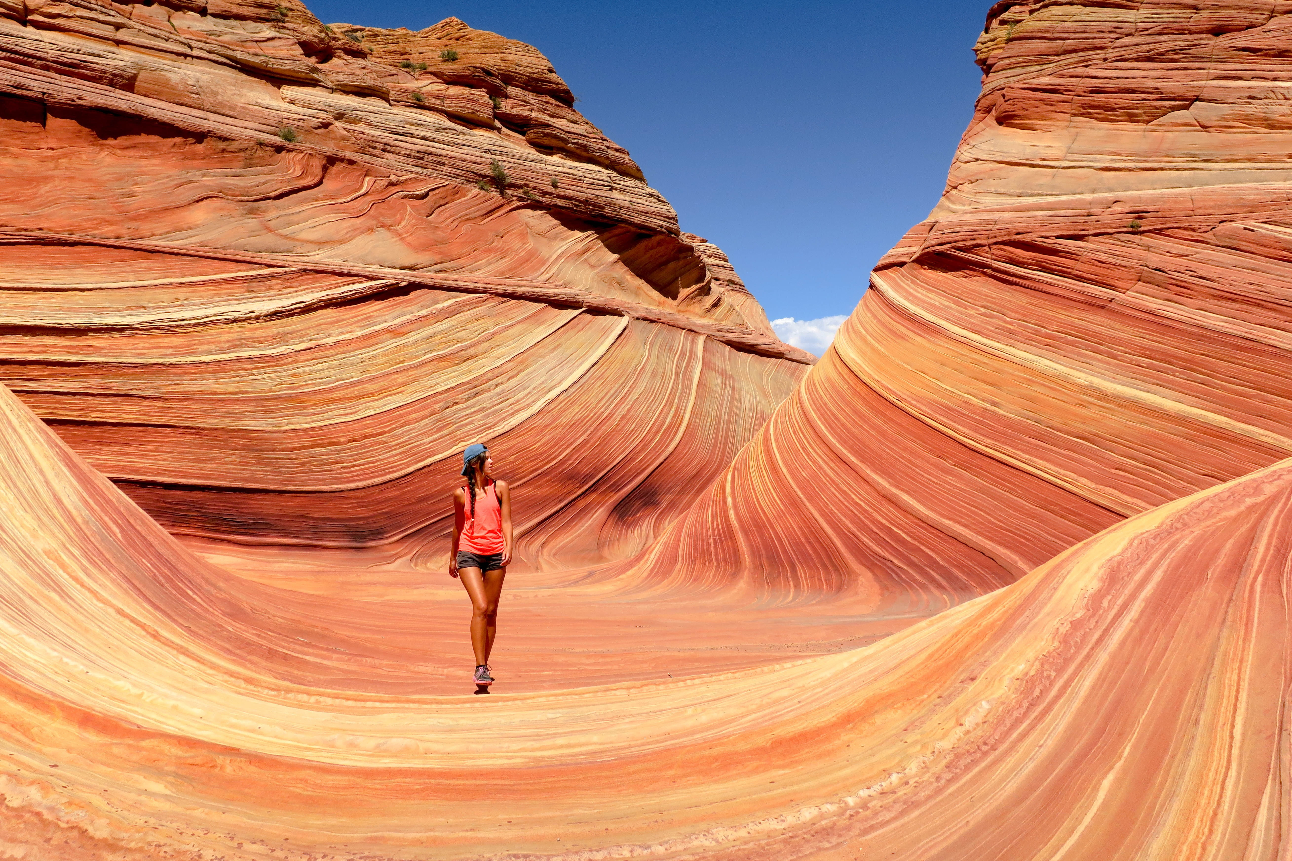 adults only, sandstone, land, travel, adult, non-urban scene, 5K, scenic, full length, standing, sand, beauty in nature, landscape, woman, outdoors, rock, HD Wallpaper