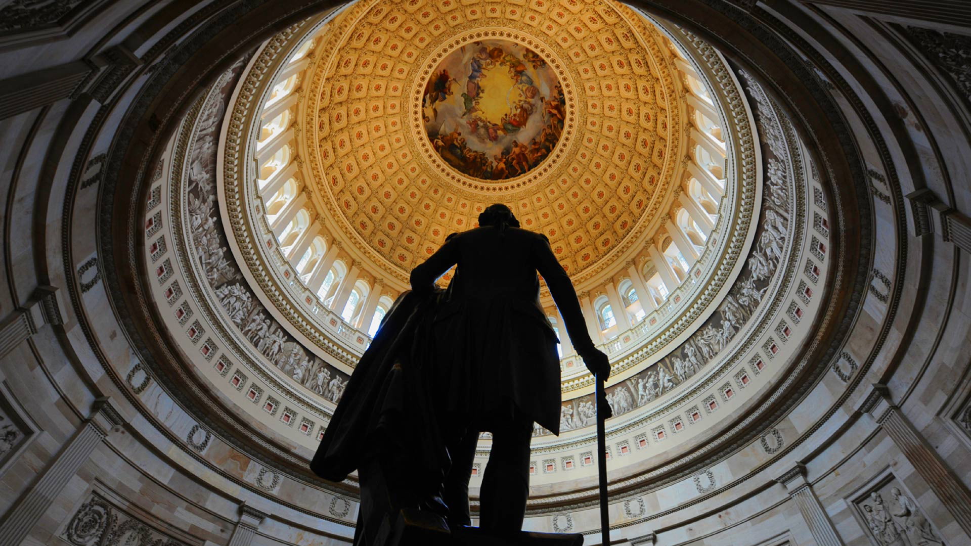 George Washington, 1080P, rotunda, DC, USA, statue, Capitol, Washington, HD Wallpaper