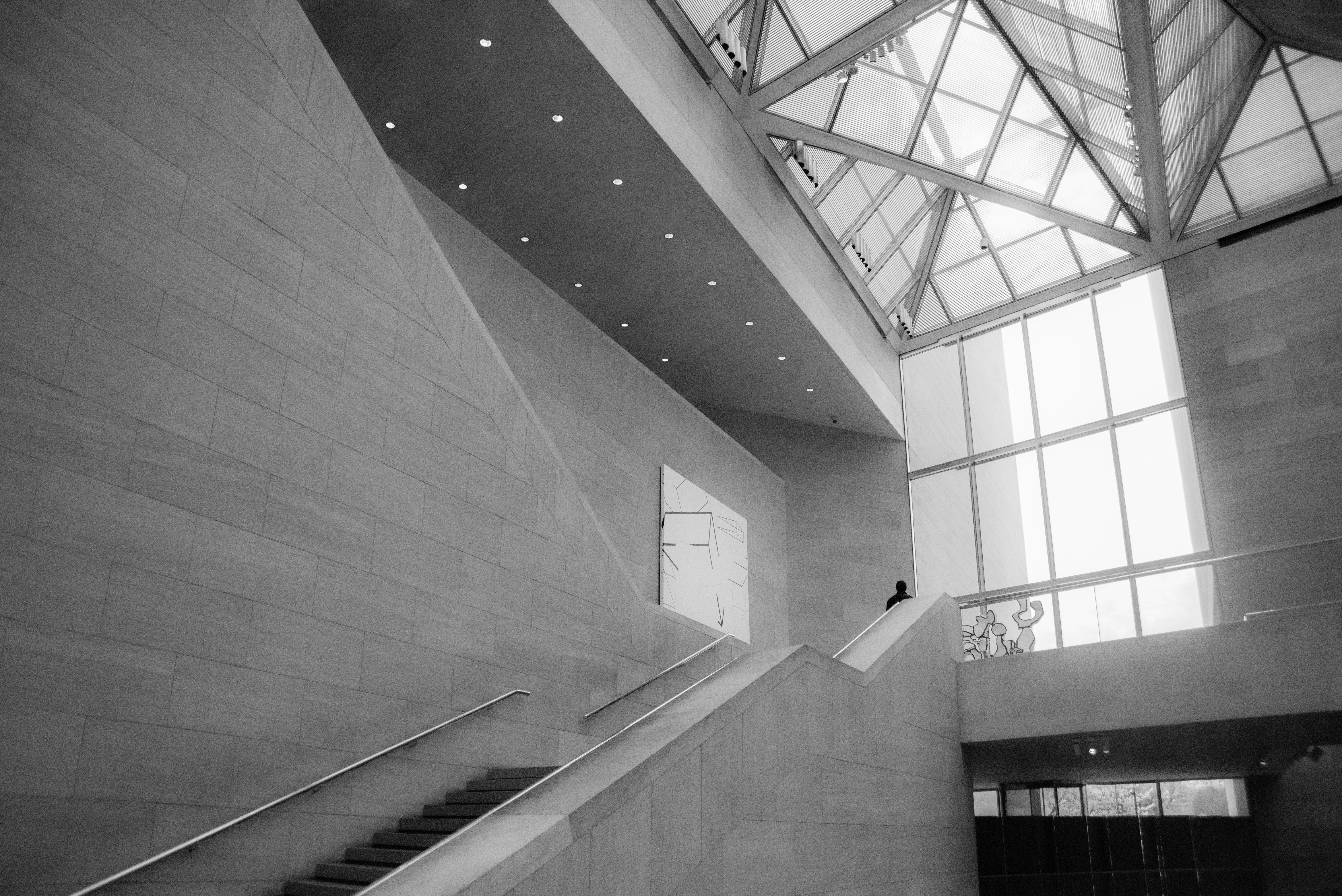 pattern, transportation, museum, architectural, glass windows, architecture, design, indoors, 5K, handrails, concrete, architectural design, no people, HD Wallpaper