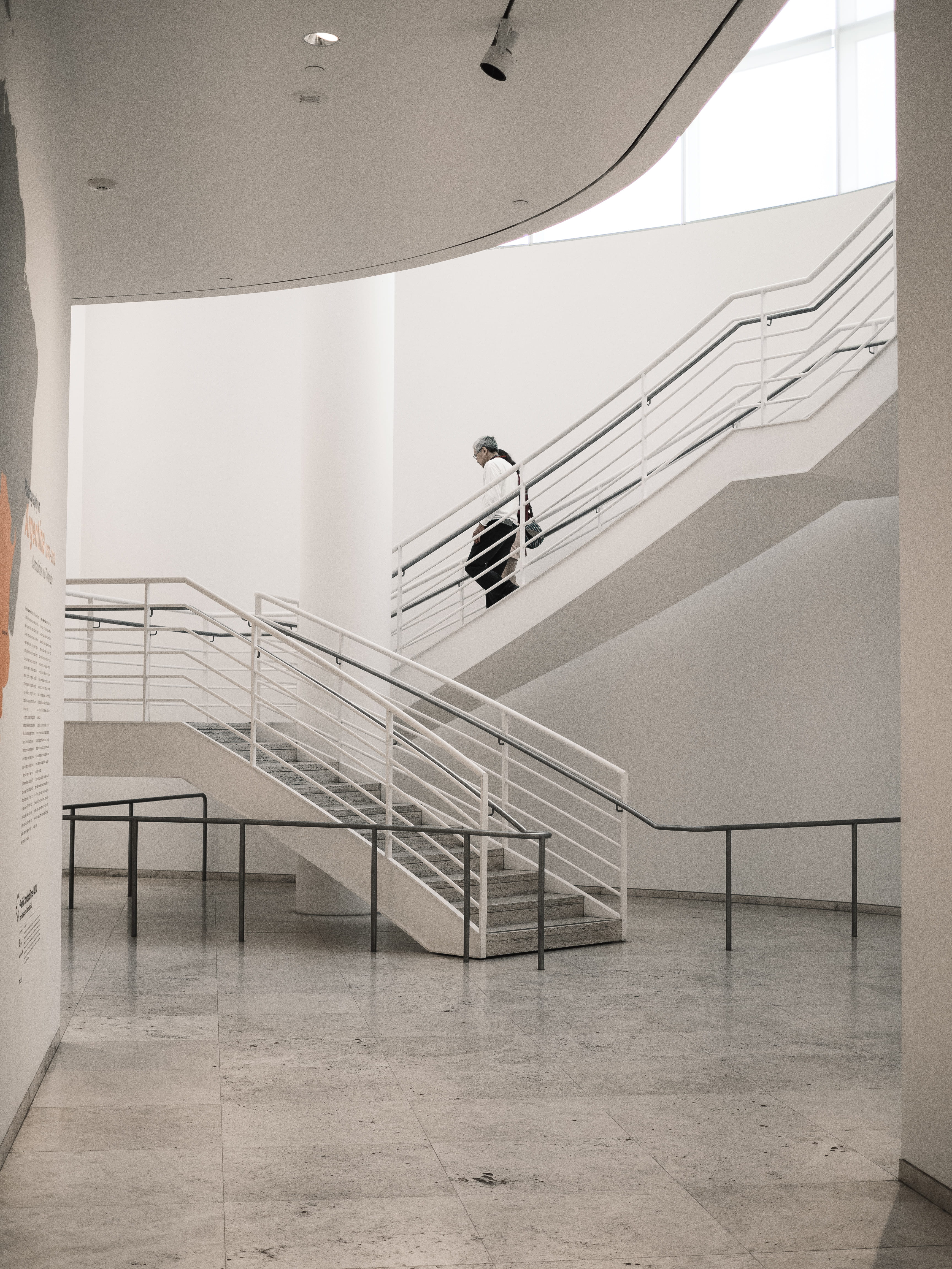 steps and staircases, human, architecture, railing, man, indoors, no people, futuristic, window, lighting equipment, light, glass, day, stairs, woman, 4K, Phone HD Wallpaper