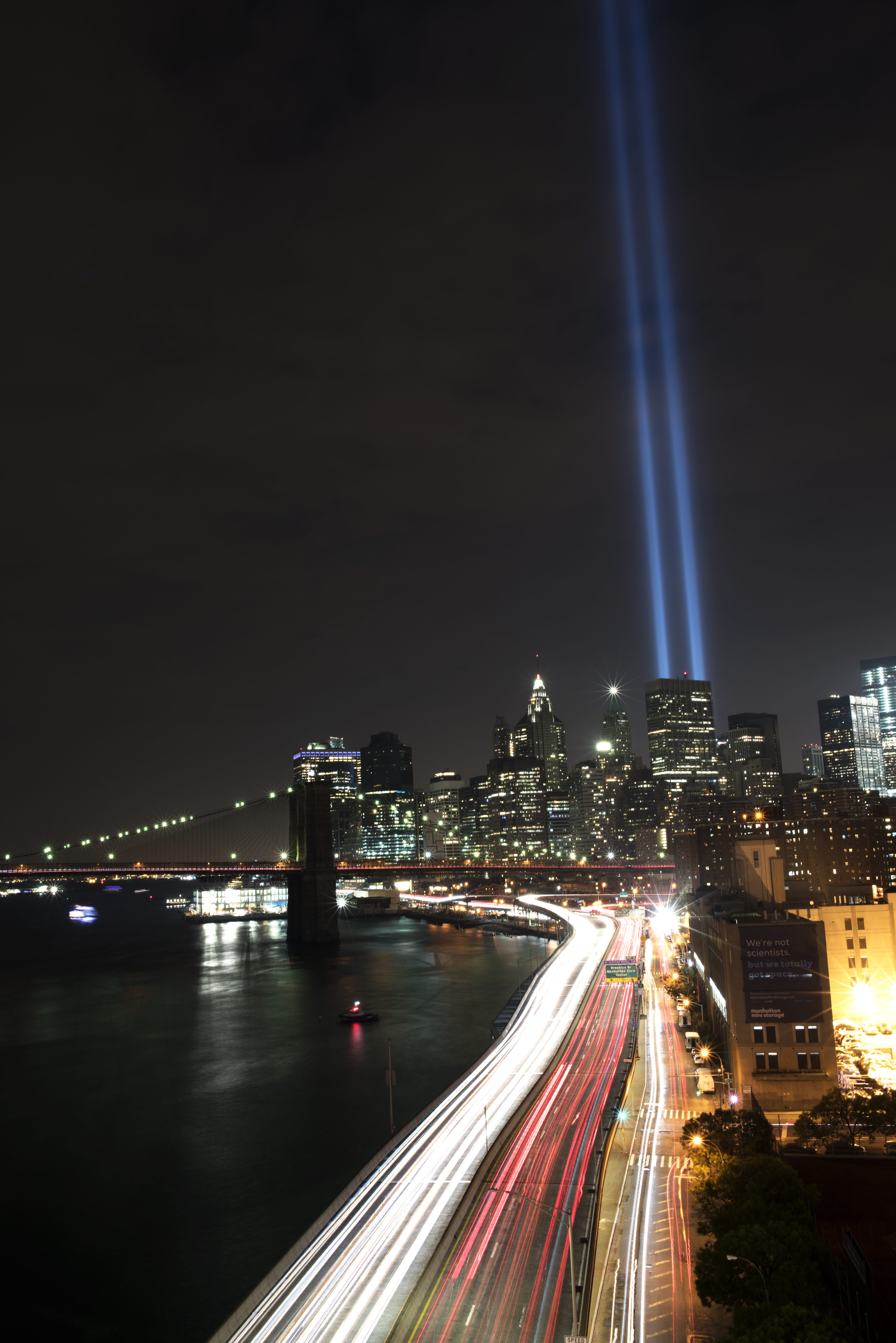 road, street, jam, transportation, downtown, 5K, manhattan bridge, illuminated, light trail, multiple lane highway, wall street, no people, city, traffic, Phone HD Wallpaper