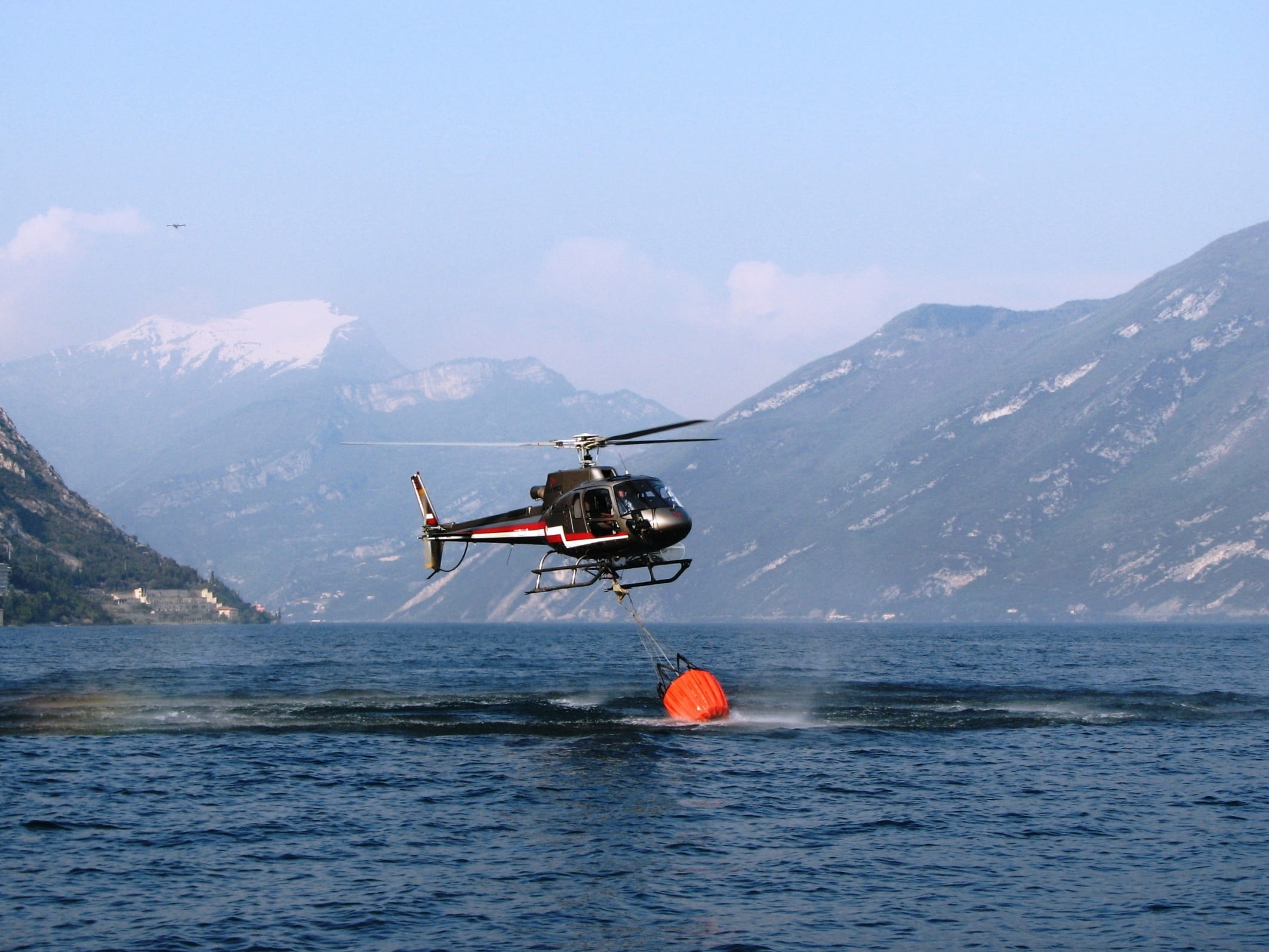use, occupation, water, transportation, helicopter, nature, mountain range, outdoors, flying, sea, delete, 1080P, snowcapped mountain, mode of transportation, HD Wallpaper