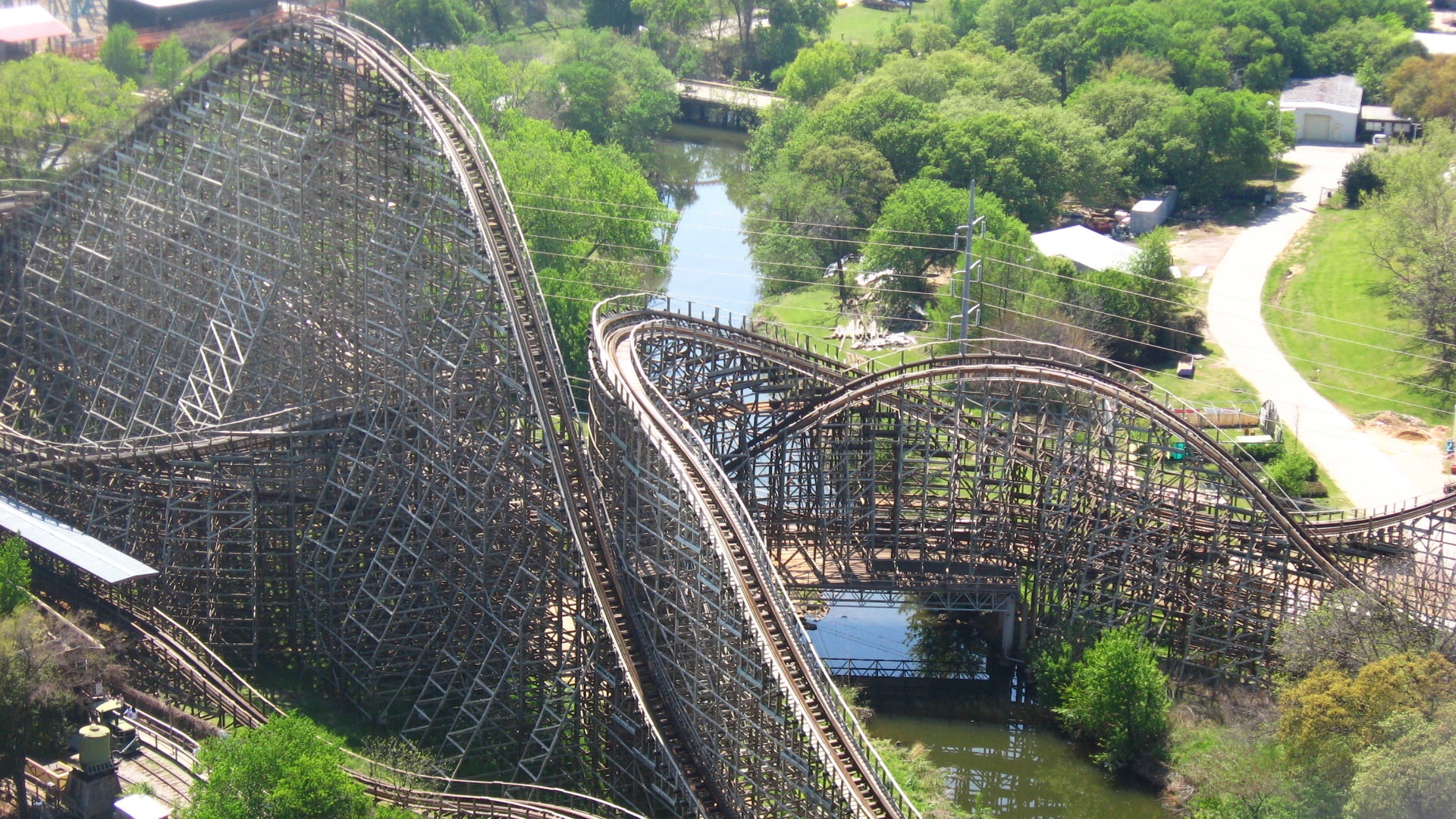 architecture, transportation, tourist, wood, river, dallas, no people, built structure, arlington, city, tree, mode of transportation, attraction, ride, HD Wallpaper